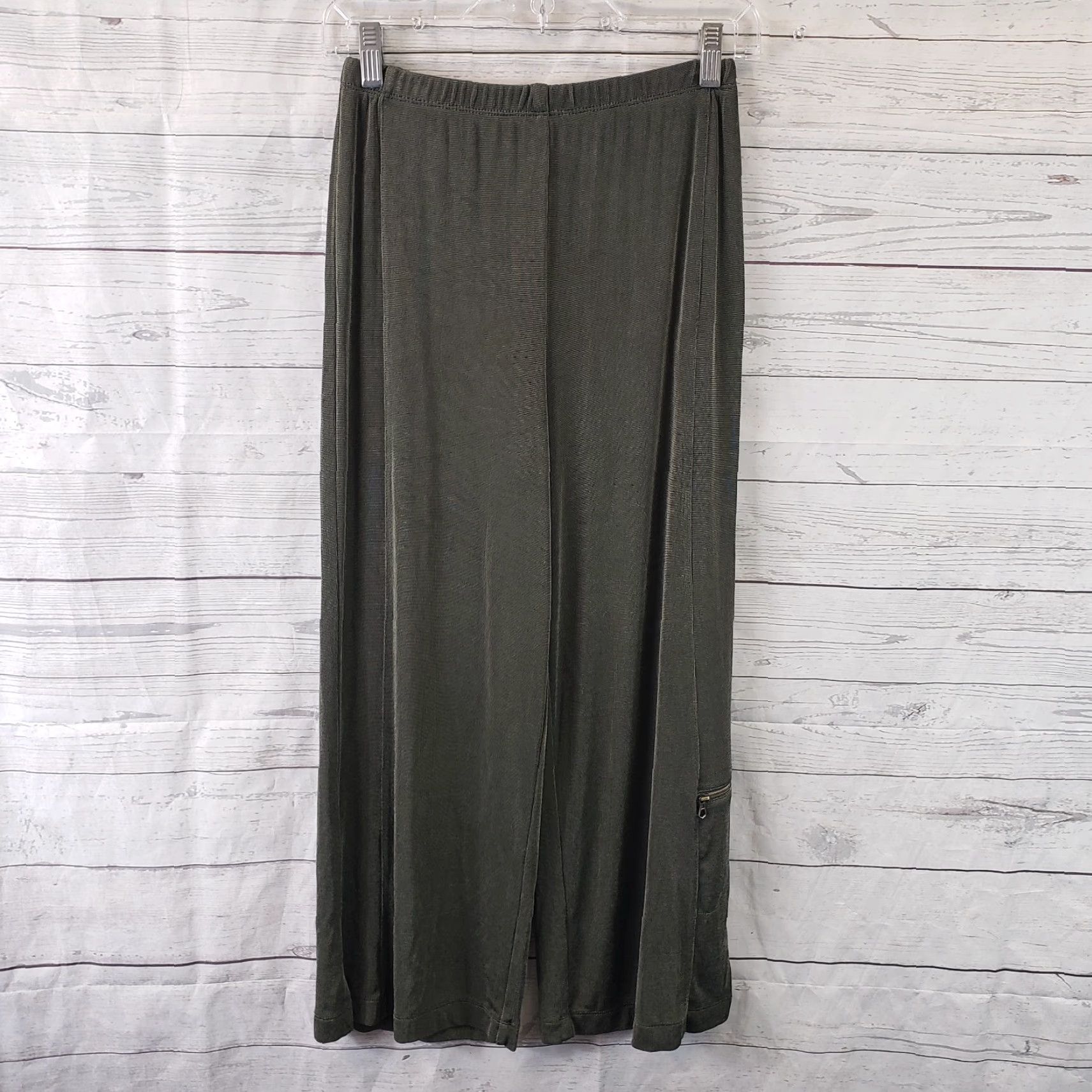 Vintage Chicos Travelers Womens Cropped Pants Sz Small Green Pull On High Rise Slinky Size 28" / US 6 / IT 42 - 2 Thumbnail