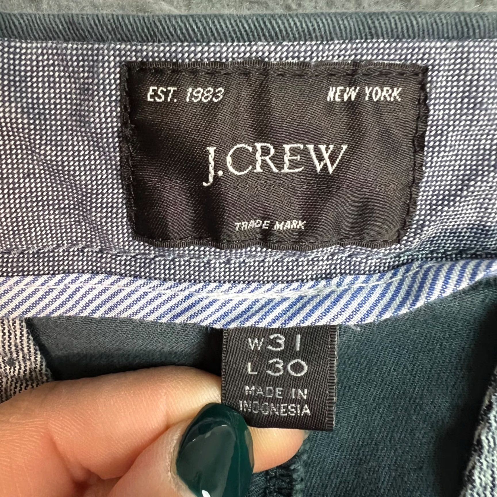 J.Crew J.CREW 484 Slim Fit Mens 31x30 Chino Pants Teal Blue Cotton Blend Slim Straight Front Vintage: No Size US 31 - 3 Thumbnail