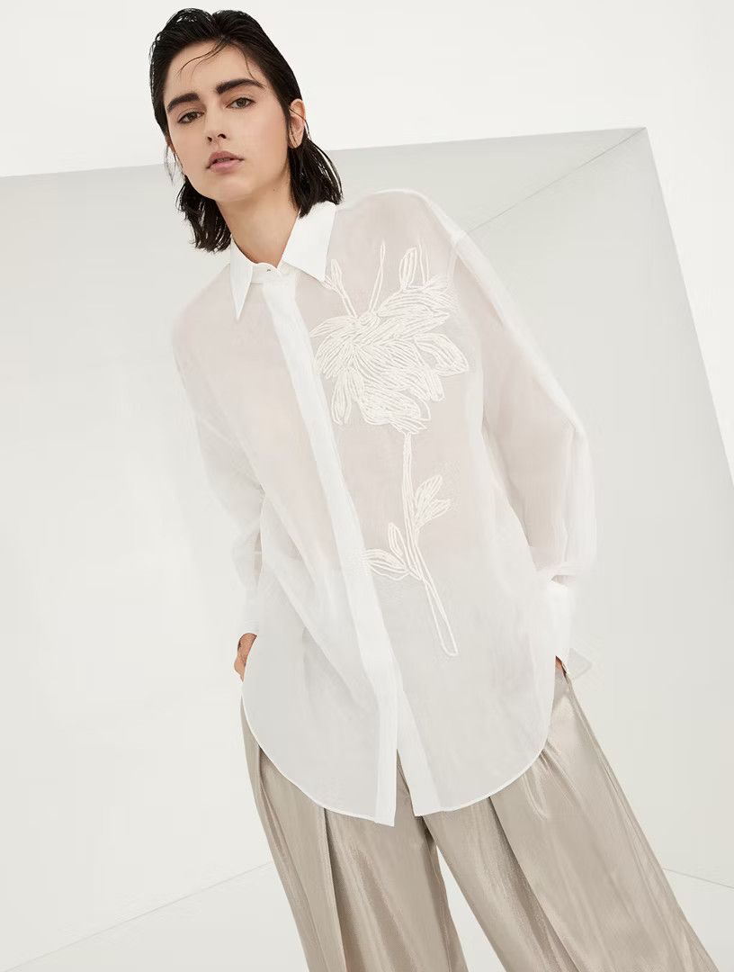 Brunello Cucinelli o1w1db10825 Blouse in White Size M / US 6-8 / IT 42-44 - 2 Thumbnail