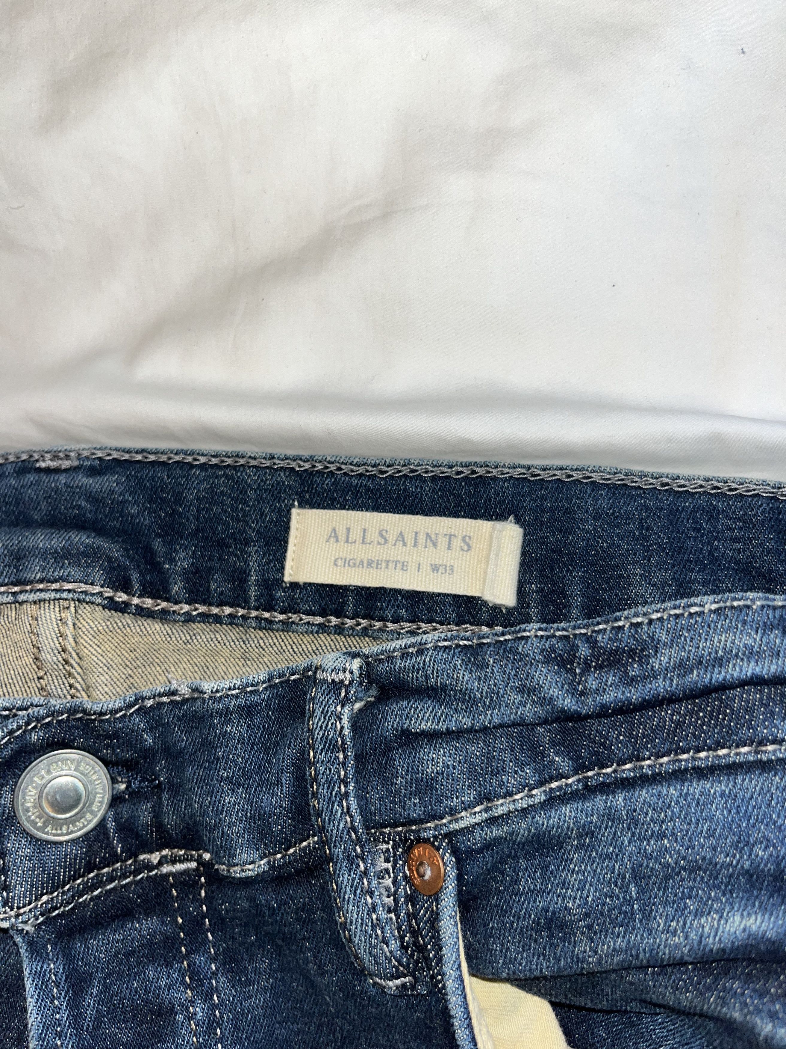 Allsaints Allsaints Blue Cigarette Denim Size US 33 - 2 Thumbnail