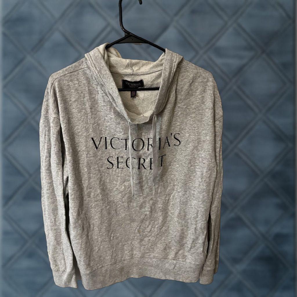Victoria's Secret VINTAGE Victoria's Secret Fleece Pullover Hoodie Women Large Gray Activewear Pullover Lightweight Size L / US 10 / IT 46 - 1 Thumbnail