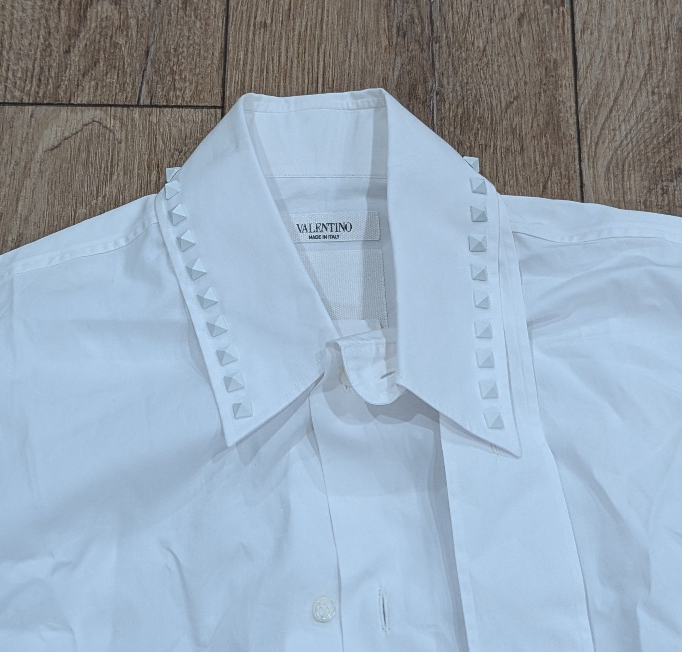 Valentino VALENTINO Solid Cotton LS Button Up Shirt White 39 US 15.5 Size US M / EU 48-50 / 2 - 2 Thumbnail