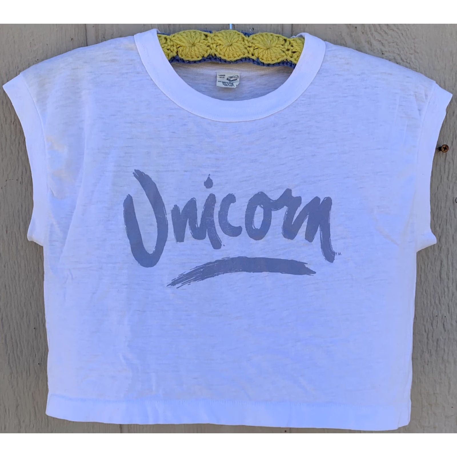Vintage VINTAGE Unicorn Sleeveless Crop Top Muscle Tee Half Shirt T Shirt L 70s 80s Size L / US 10 / IT 46 - 4 Thumbnail