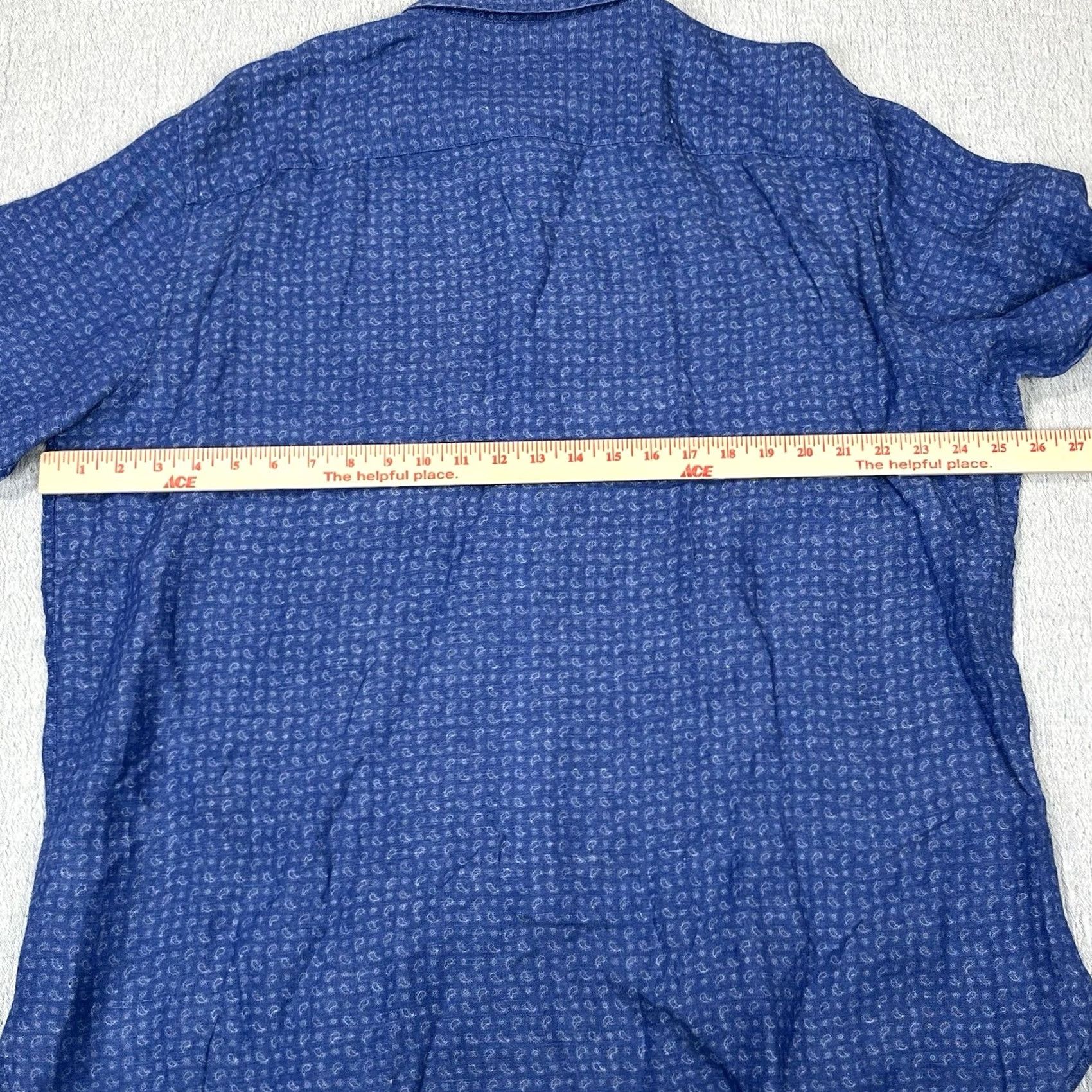 Johnston & Murphy Johnston & Murphy Mens XL Blue Paisley Long Sleeve Button-Up Linen Shirt Size US XL / EU 56 / 4 - 7 Thumbnail