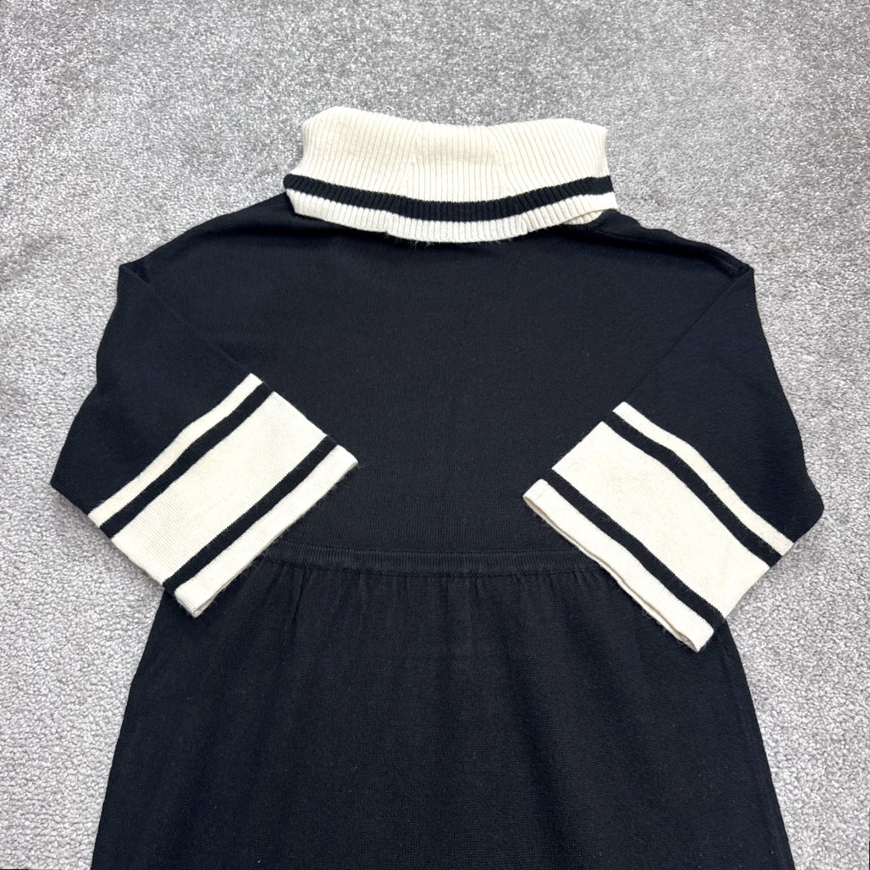 MAGGY LONDON Maggy London Turtleneck Midi Sweater Dress Womens Small Black White Striped Knit Size S / US 4 / IT 40 - 4 Thumbnail