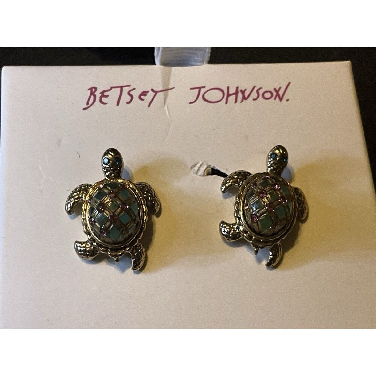 Betsey Johnson Betsey Johnson Sea Turtle Earrings. Blue and Pink Crystals Size ONE SIZE - 1 Thumbnail