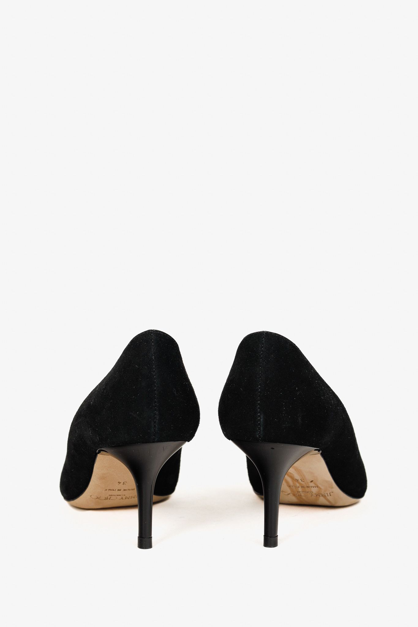 Jimmy Choo Jimmy Choo Aurora 60 Black Suede Pointed-Toe Heels Size US 4 / IT 34 - 3 Thumbnail
