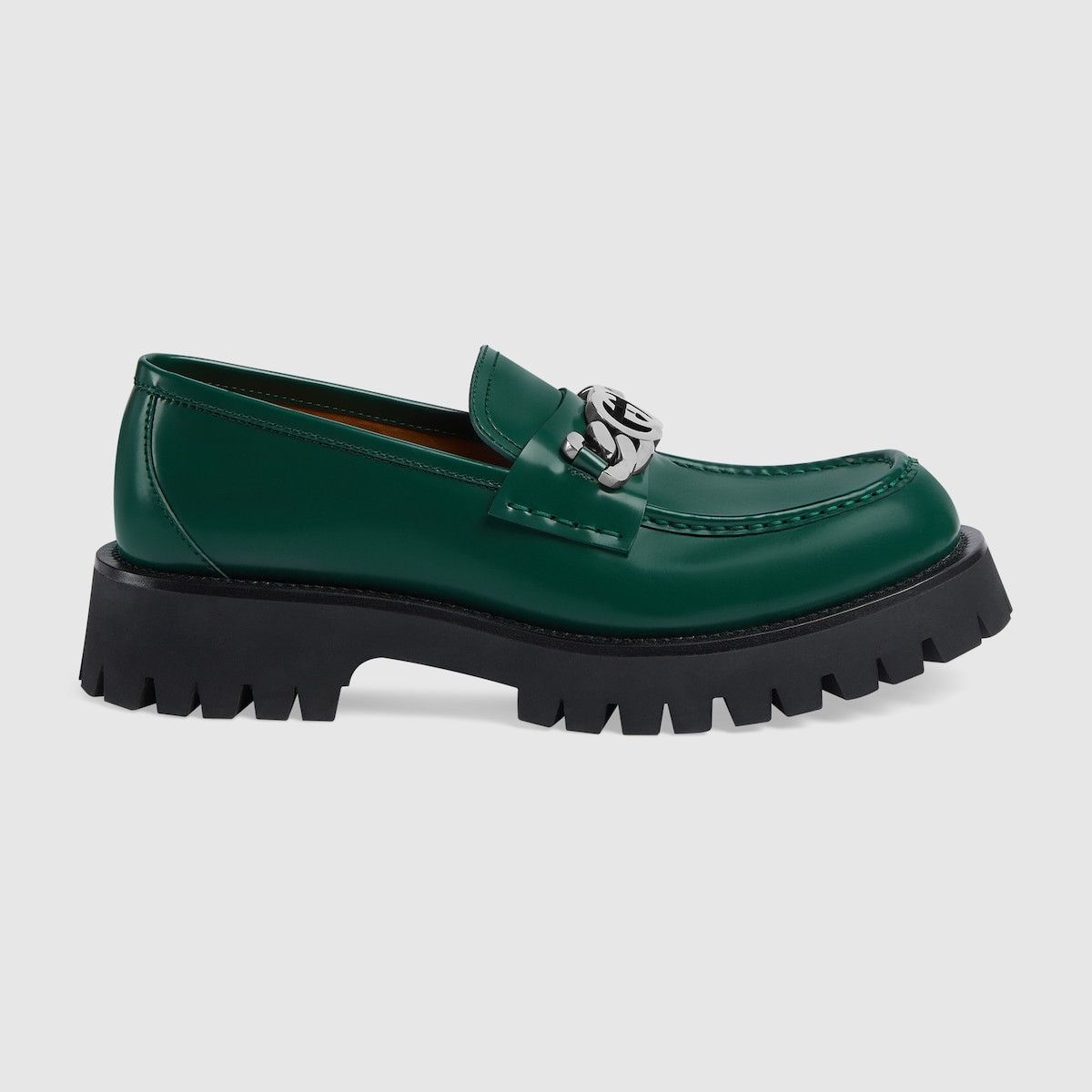 Gucci Leather Loafers with Interlocking G in green Size US 7.5 / EU 40-41 - 1 Thumbnail