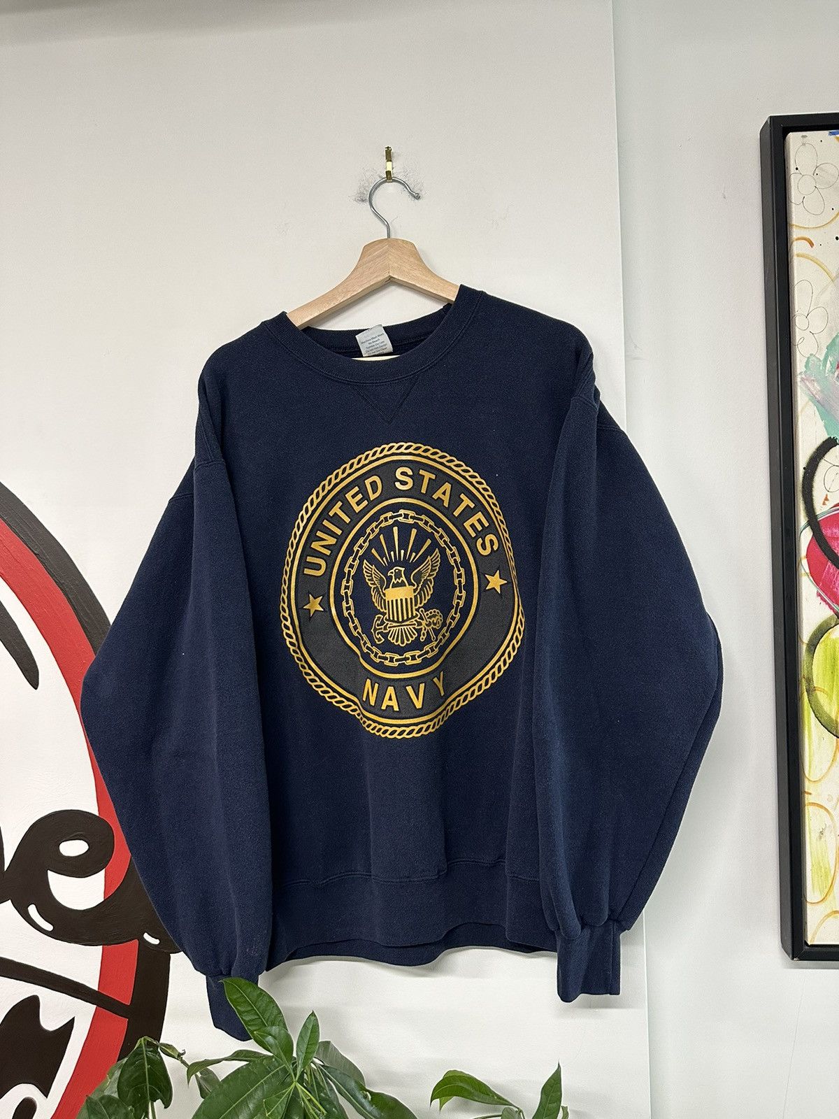 Vintage Vintage 90s Double Sided US Navy Crewneck Sweatshirt Size L Size US L / EU 52-54 / 3 - 1 Thumbnail