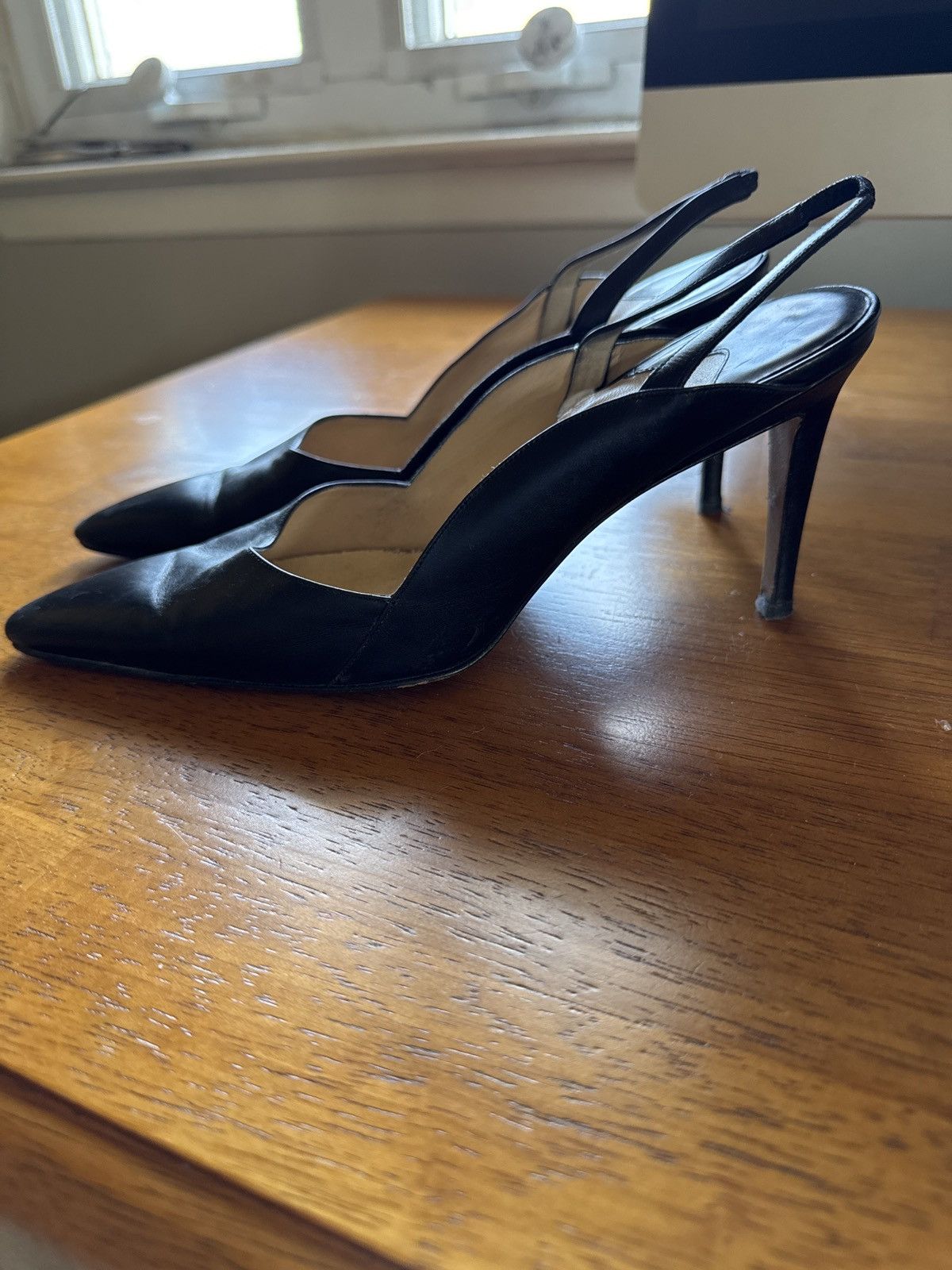 Manolo Blahnik Manolo Blahnik Vintage Black leather sling back Size US 7 / IT 37 - 3 Thumbnail