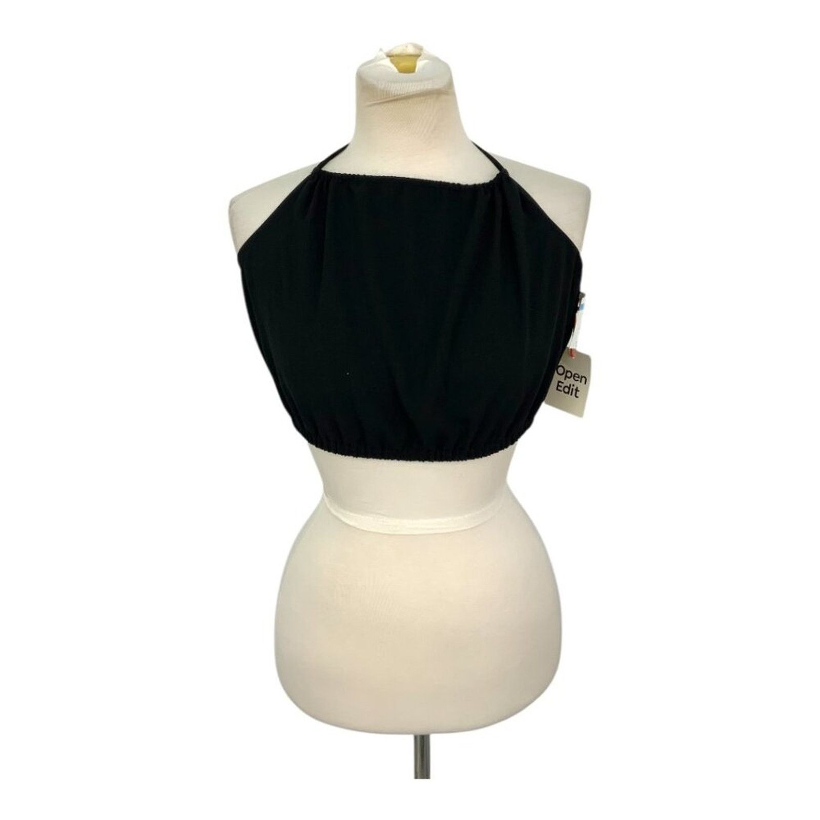 Other Open Edit Halter Neck Crop Top In Black Medium NWT $39 MSRP Size M / US 6-8 / IT 42-44 - 2 Thumbnail