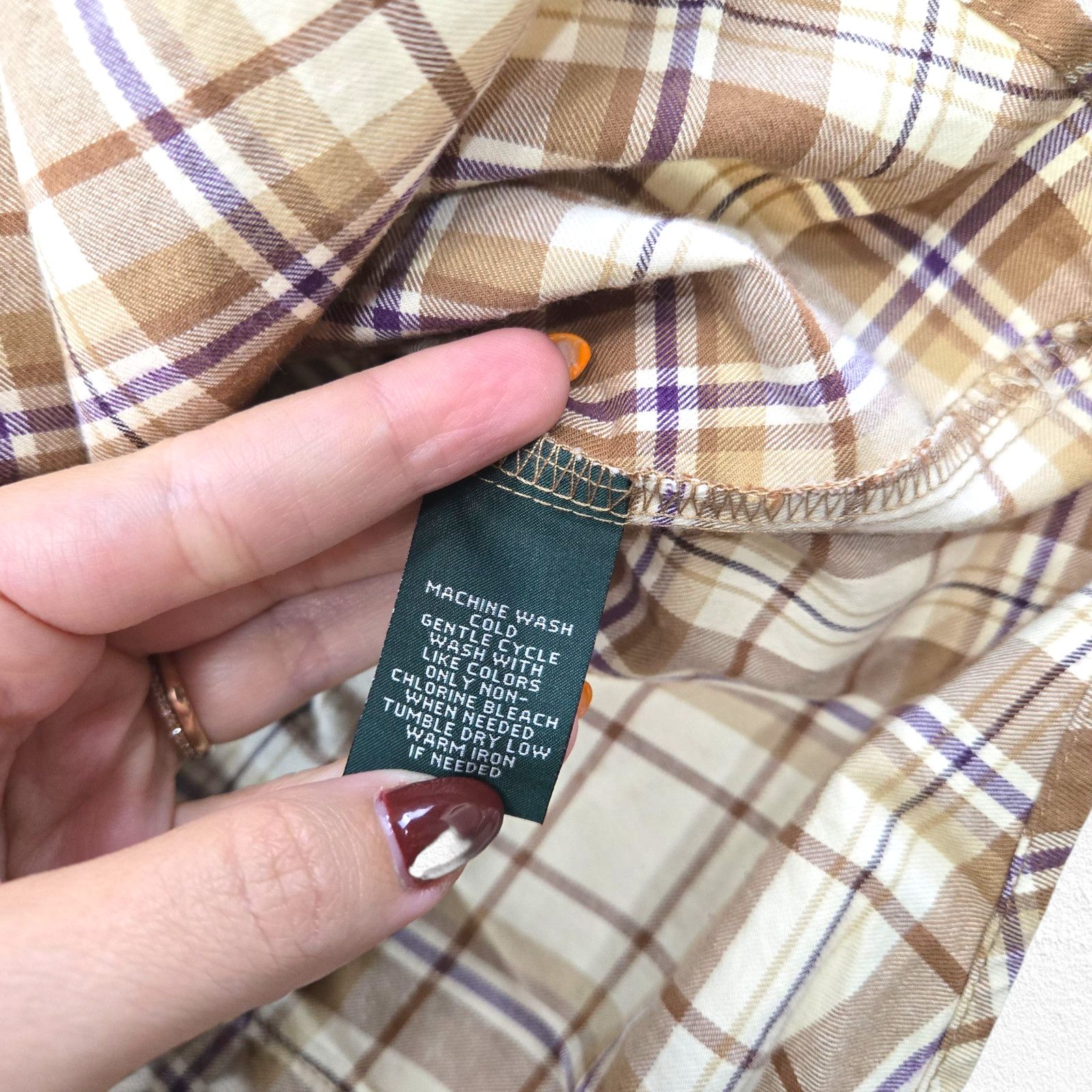 Ralph Lauren Y2K Ralph Lauren Plaid Tan Ruffle Button Up Blouse Size XL Size XL / US 12-14 / IT 48-50 - 9 Thumbnail