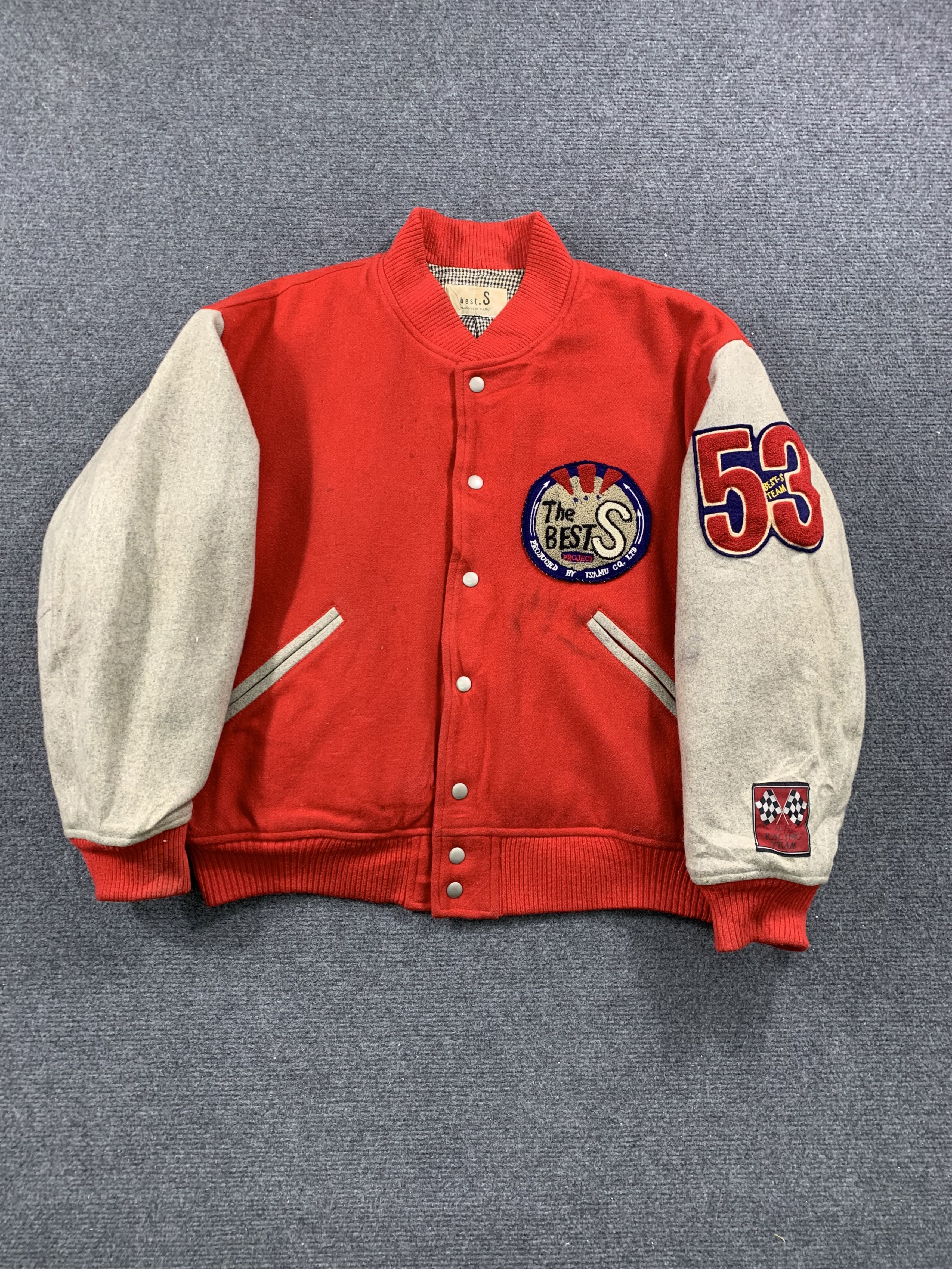 Japanese Brand Vintage Bests Racing ISAMU Button Up Wool Varsity Jacket Size US M / EU 48-50 / 2 - 1 Thumbnail