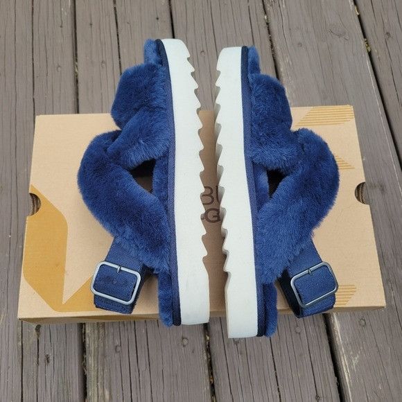 Ugg Ugg Australia Fuzz-ee Insignia Blue Faux Fur Fuzzy Fluffy Sl Size US 8 / IT 38 - 3 Thumbnail