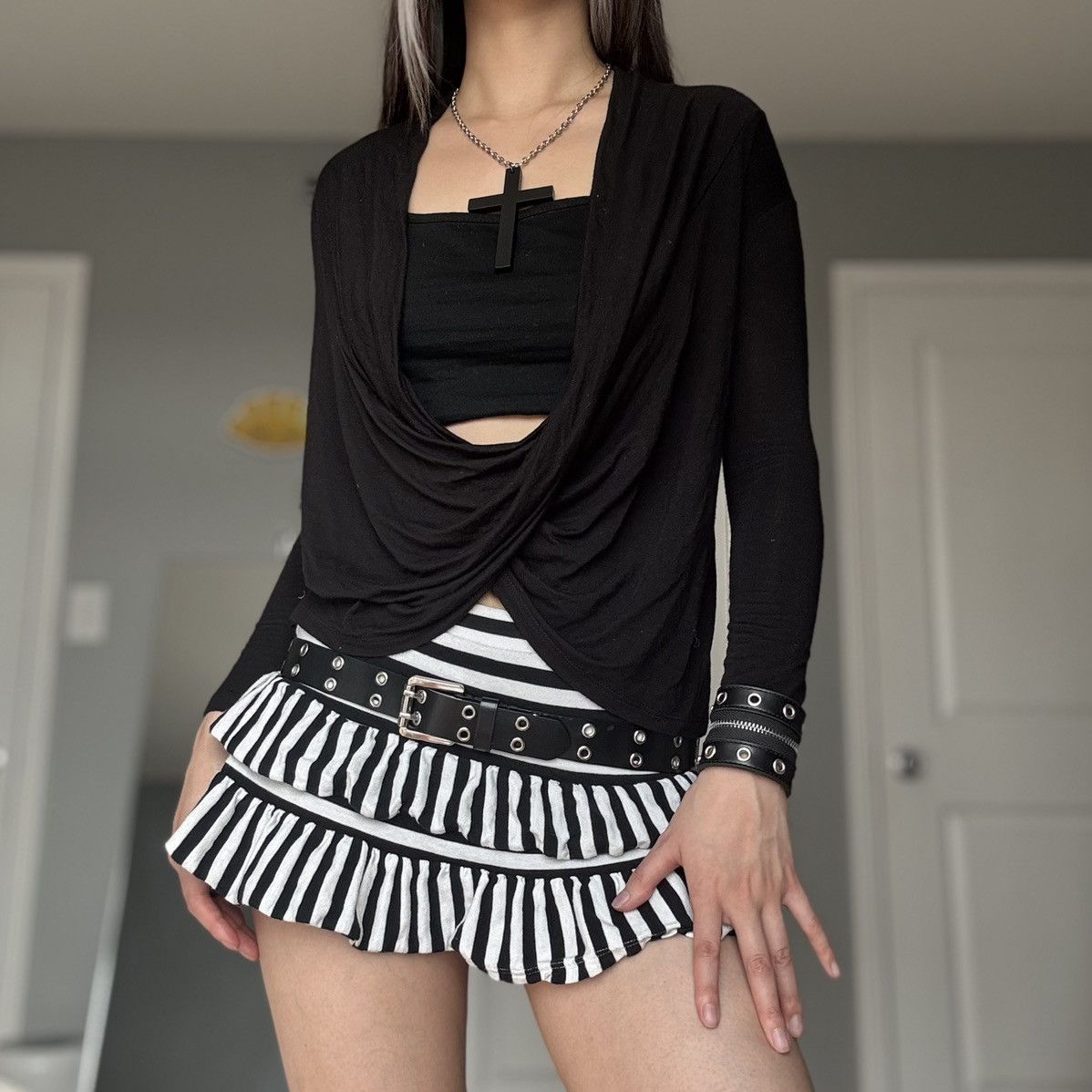 Other Y2K Black Criss Cross Draped Front Wrap Top Size S / US 4 / IT 40 - 9 Thumbnail
