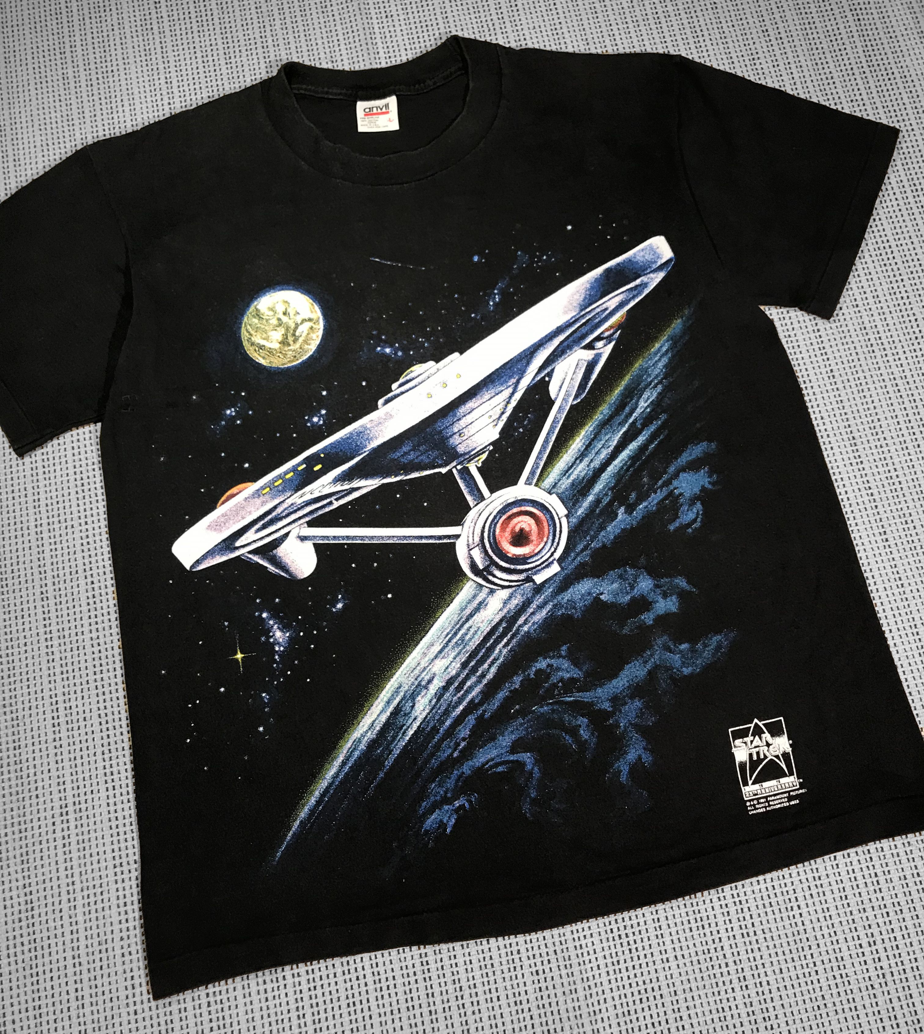 Anvil × Vintage Black vintage 1991 Star Trek AOP T-shirt (M) Size US M / EU 48-50 / 2 - 2 Thumbnail