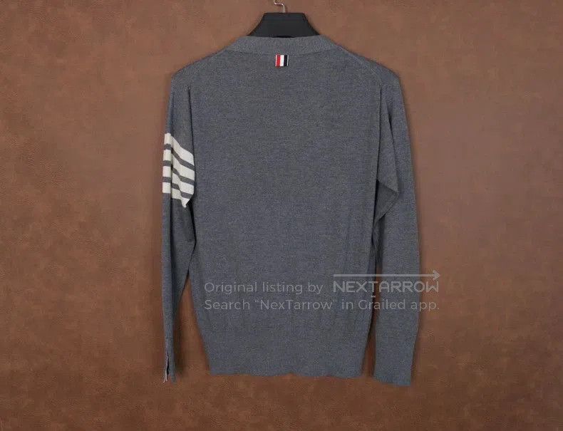 Thom Browne Thom Browne Gray Wool Cardigan with Stripes. Size US M / EU 48-50 / 2 - 3 Thumbnail