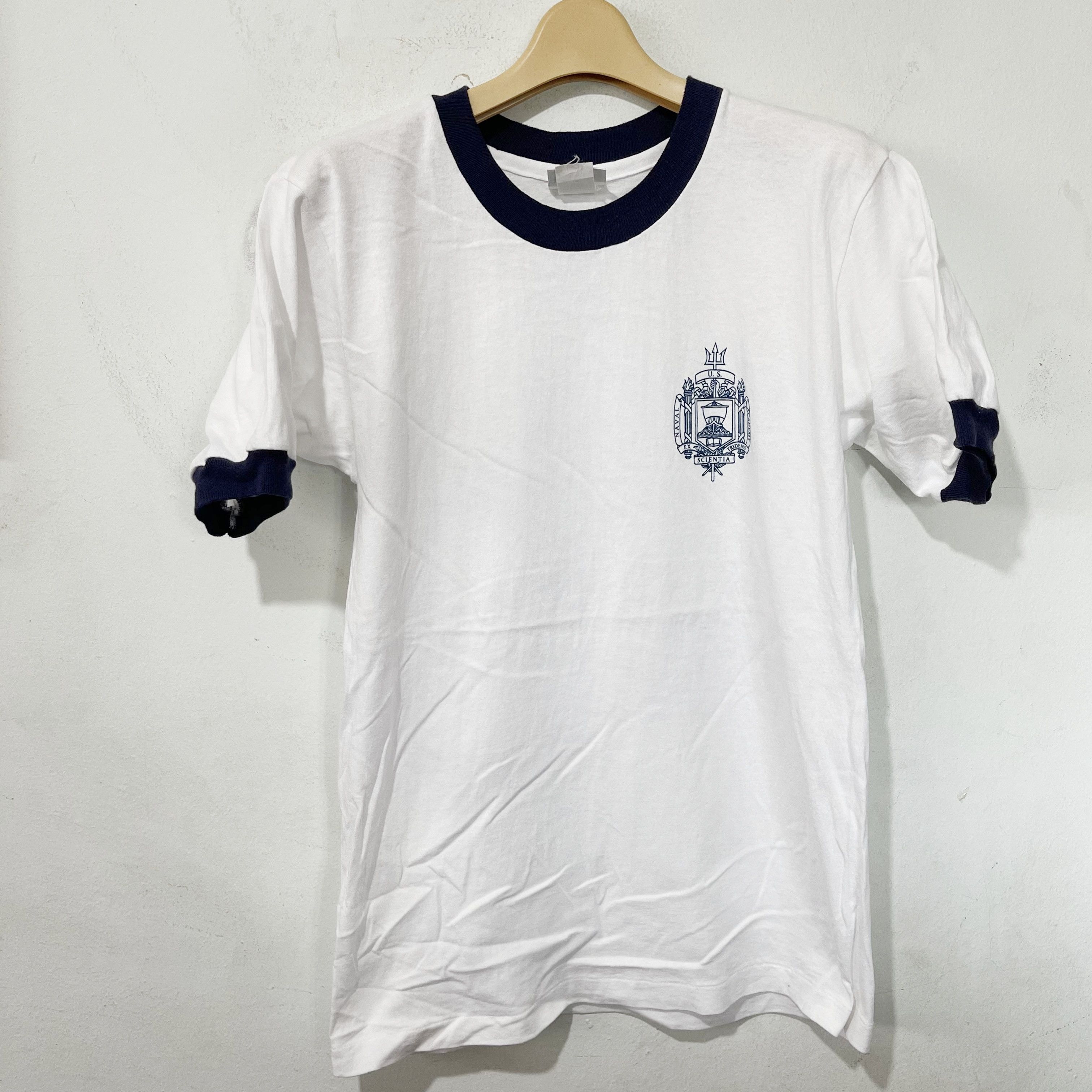 Vintage Vintage 90s US Naval Academy Ringer T-Shirt Size US S / EU 44-46 / 1 - 1 Thumbnail