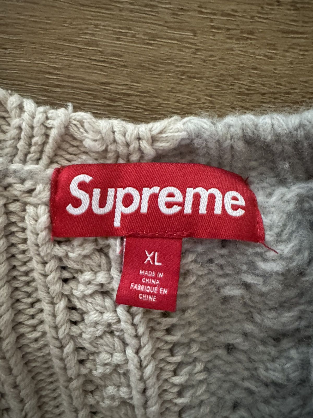 Supreme Stussy x SUPREME PATCHWORK CABLE KNIT CARDIGAN IVORY