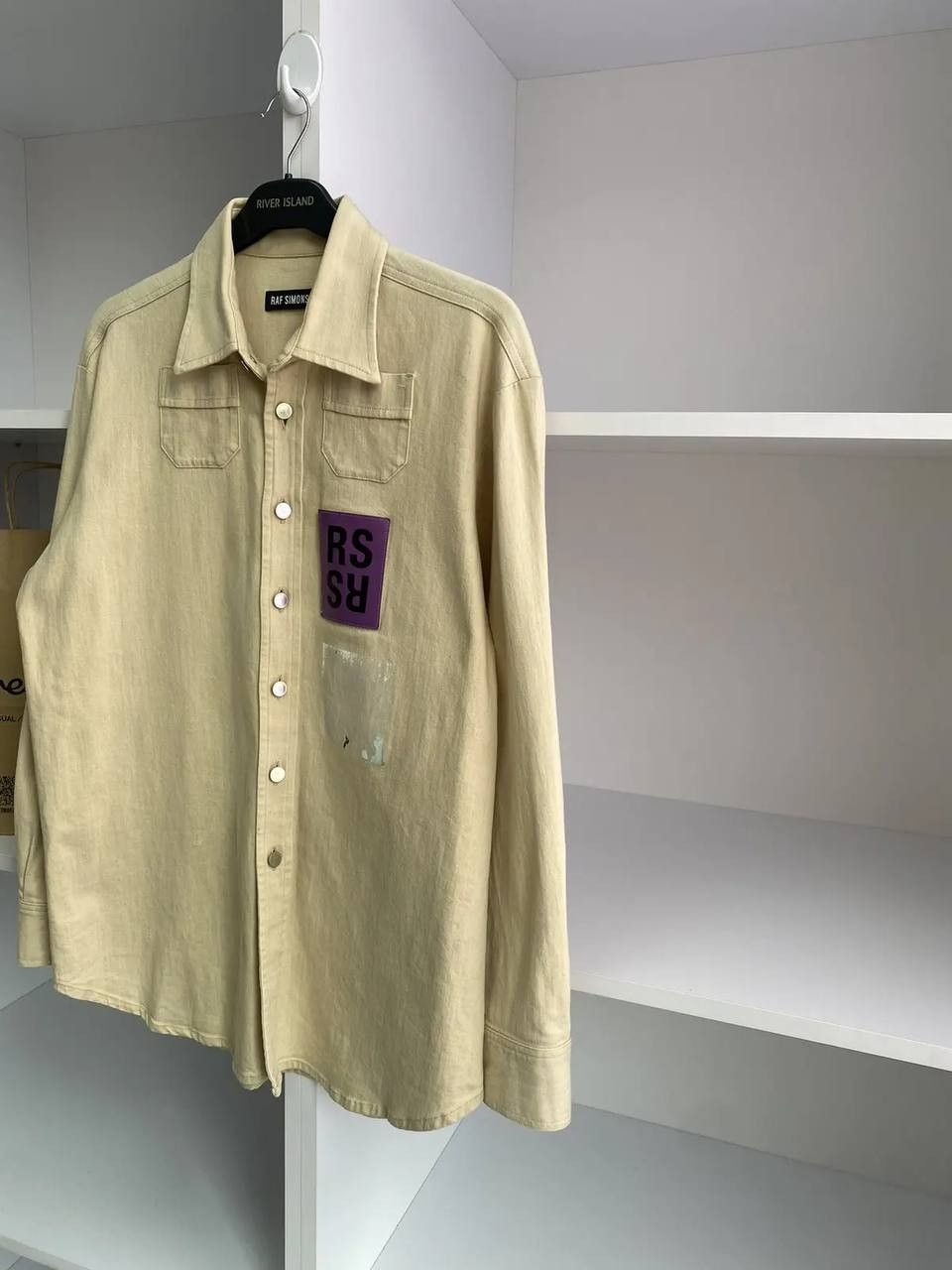 Designer × Raf Simons × Vintage Vintage Raf Simons 15SS Two Pocket RS Walker Patch Shirt Size US L / EU 52-54 / 3 - 12 Thumbnail