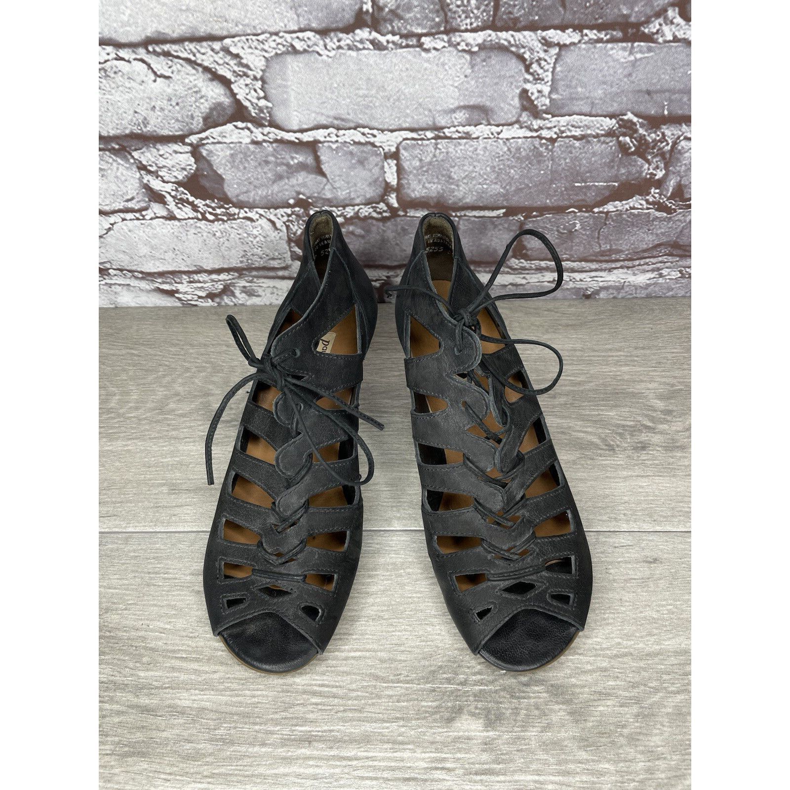 Other Paul Green Munchen Black Leather Caged Lace Up Heel Sandals Size US 6.5 / IT 36.5 - 1 Thumbnail