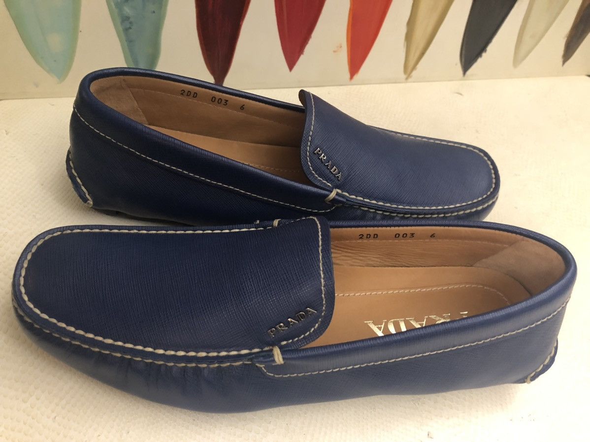 Prada Prada 🇮🇹 bluette saffiano leather Prada vamp slip on 7 NEW Size US 7 / EU 40 - 7 Thumbnail
