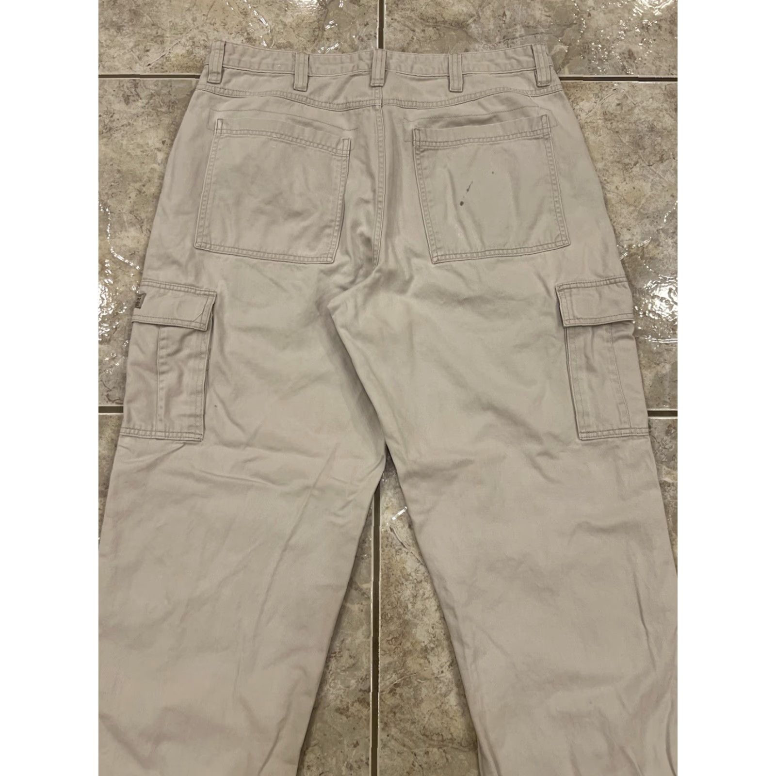 Wrangler WRANGLER Mens Cargo Pants Beige Twill Canvas Carpenter 5-Pocket Relaxed Cargo Pants 36X32 Mens Regular 36 Beige Stone Casual Workwear Size US 36 / EU 52 - 3 Thumbnail