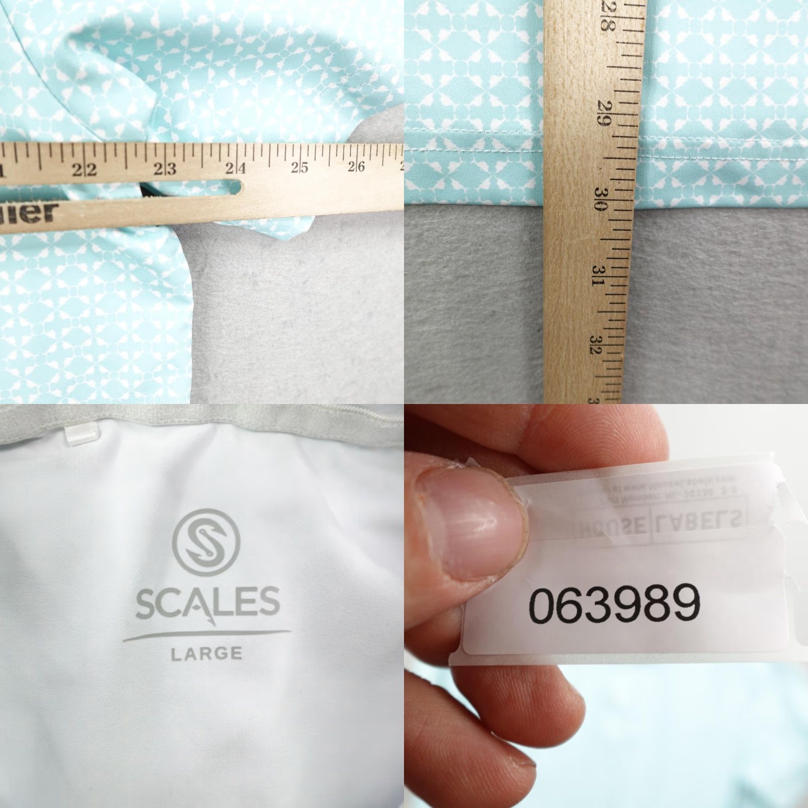 Vintage Scales Polo Shirt Mens Large Blue White Geometric Golf Performance US Am Tour Size US L / EU 52-54 / 3 - 8 Thumbnail