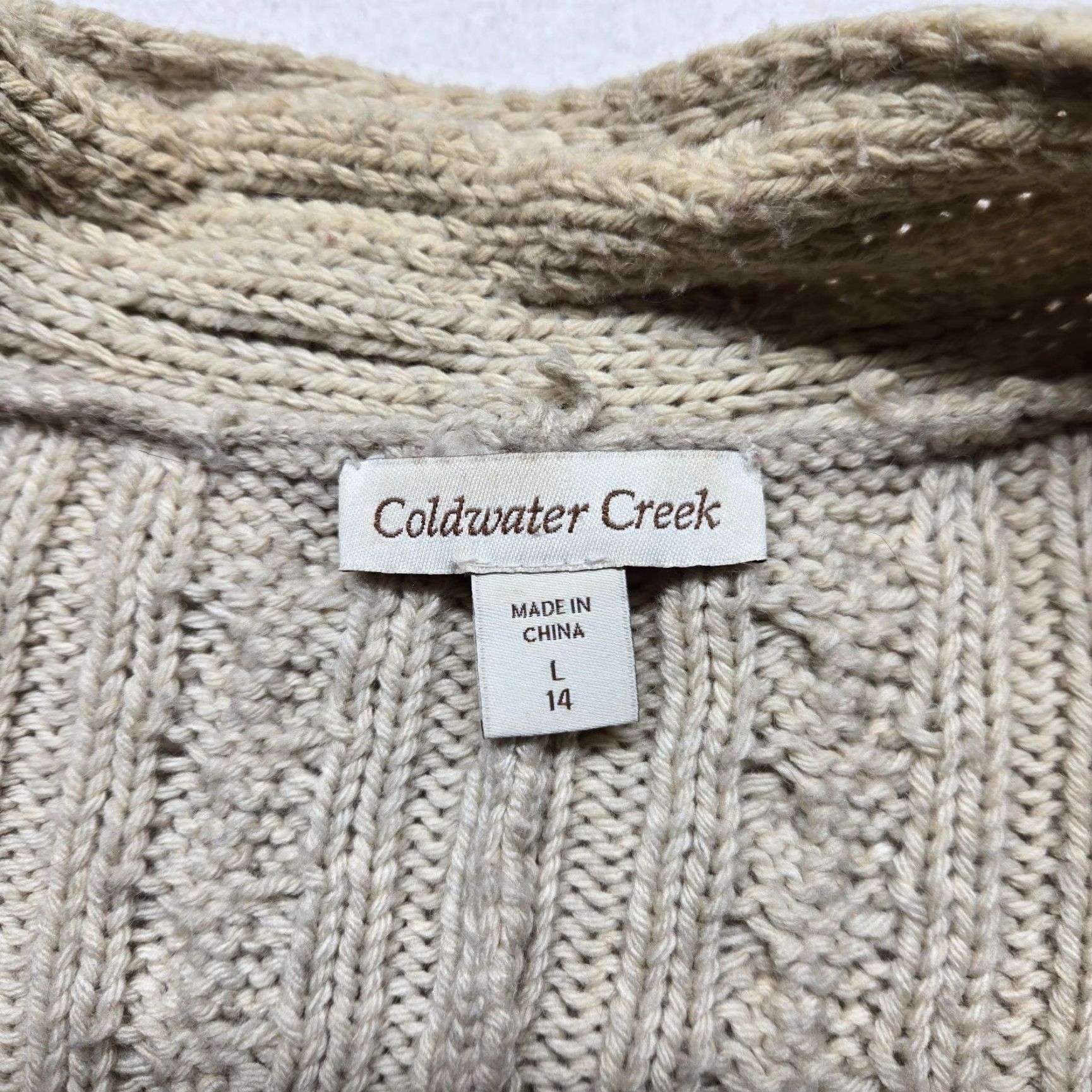 Coldwater Creek Cold Water Creek Cardigan Wool Blend Mix Cable Knit Open Front Tan Women's Large Size L / US 10 / IT 46 - 2 Thumbnail