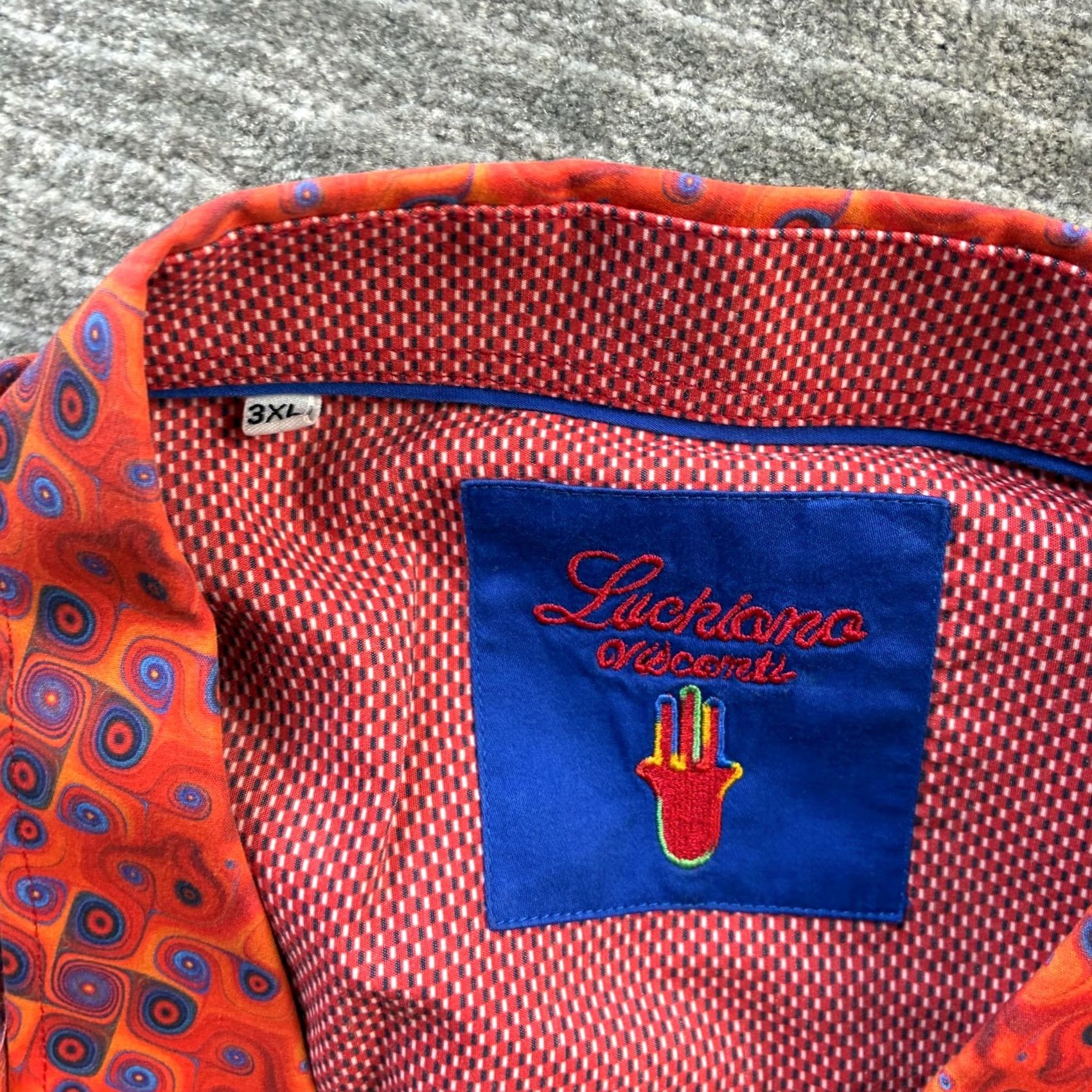 Luchiano Visconti Luchiano Visconti Shirt Mens 3XL XXXL Orange Flip Sleeve All Over Print Short Sleeve Button-Up Geometric Hawaiian Casual Business Travel Cotton Blue Size US XXL / EU 58 / 5 - 7 Thumbnail