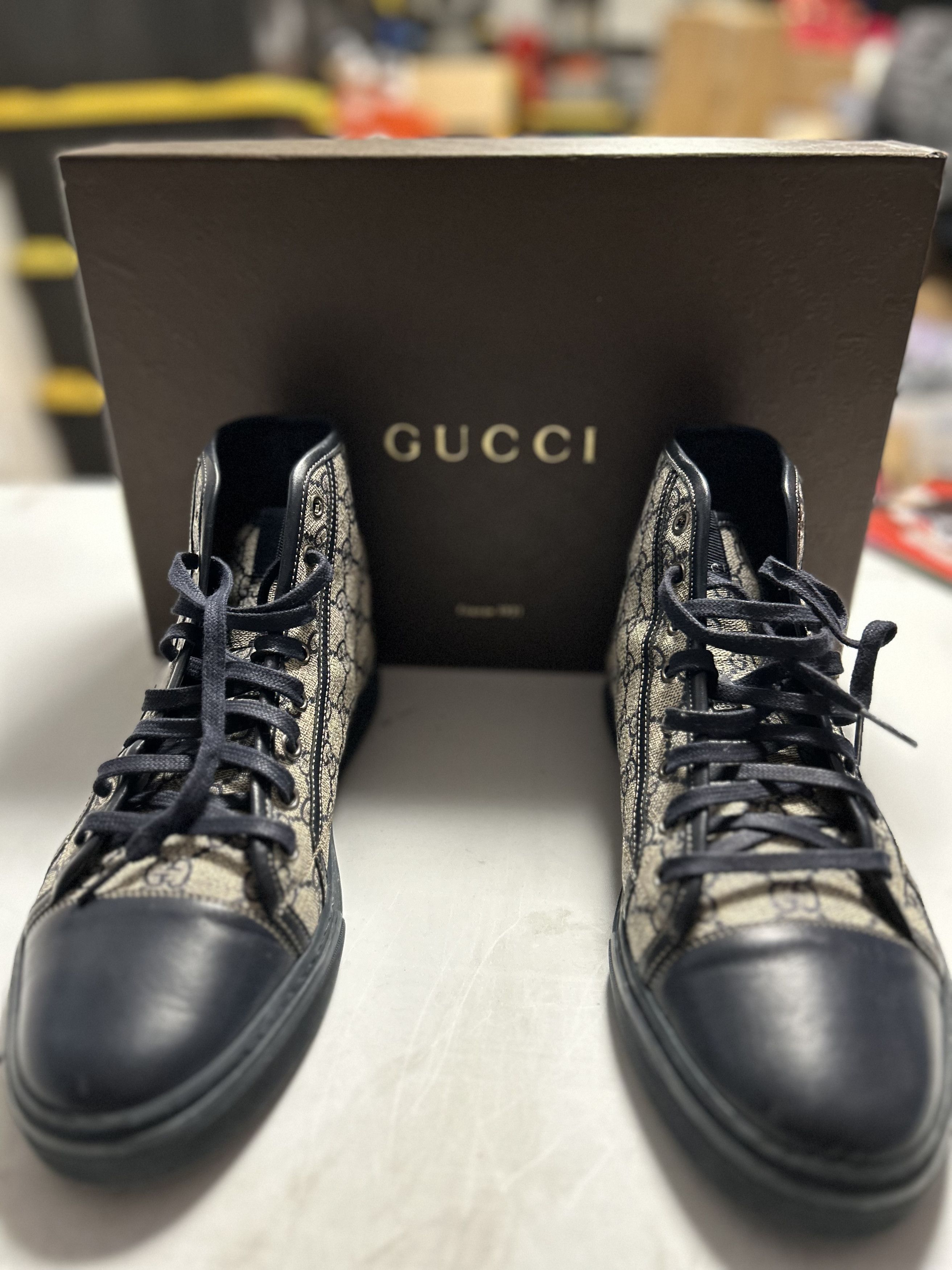 Gucci Gucci GG High-Top Canvas/Leather Shoes Size US 9.5 / EU 42-43 - 1 Thumbnail