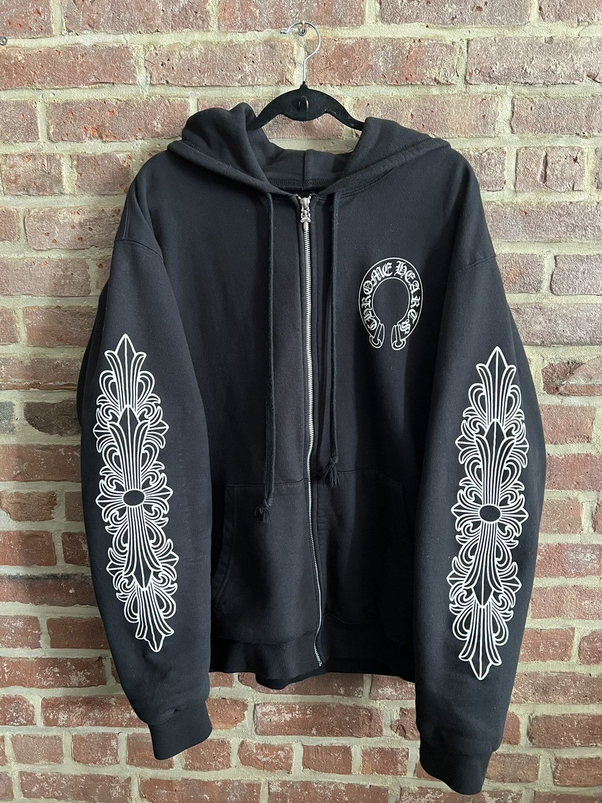 image of Chrome Hearts Horseshoe Zip Up Hoodie - Thermal Lined Thick in Black, Men's (Size XL)