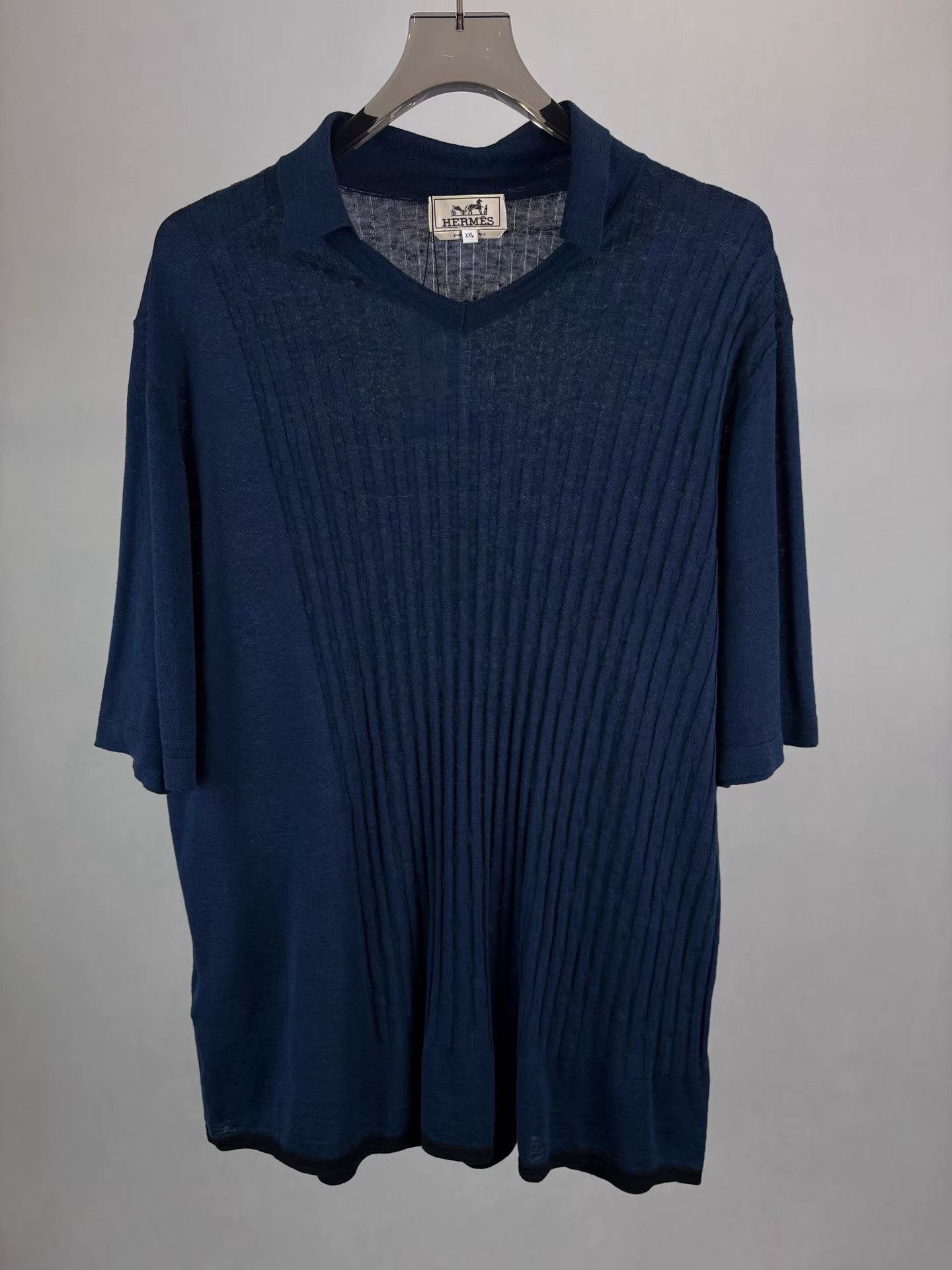 Hermes HERMES Dark Blue Linen Short Sleeve K1 Size US XXL / EU 58 / 5 - 1 Thumbnail