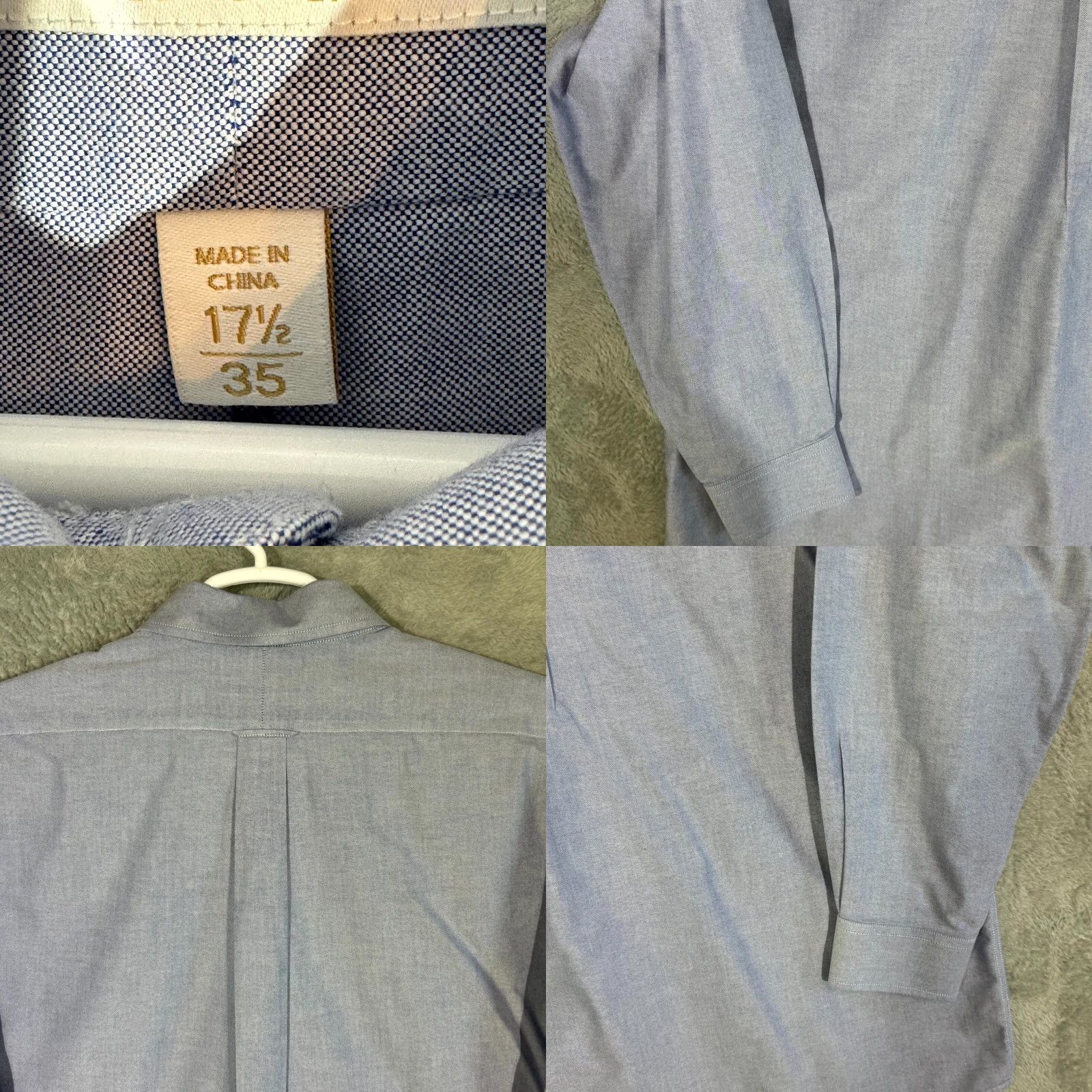 Roundtree & Yorke Gold Label Dress Shirt Purple Solid 100% Cotton Long Sleeve Button-Down Mens Regular XL? 17.5×35 Size 46R - 8 Thumbnail