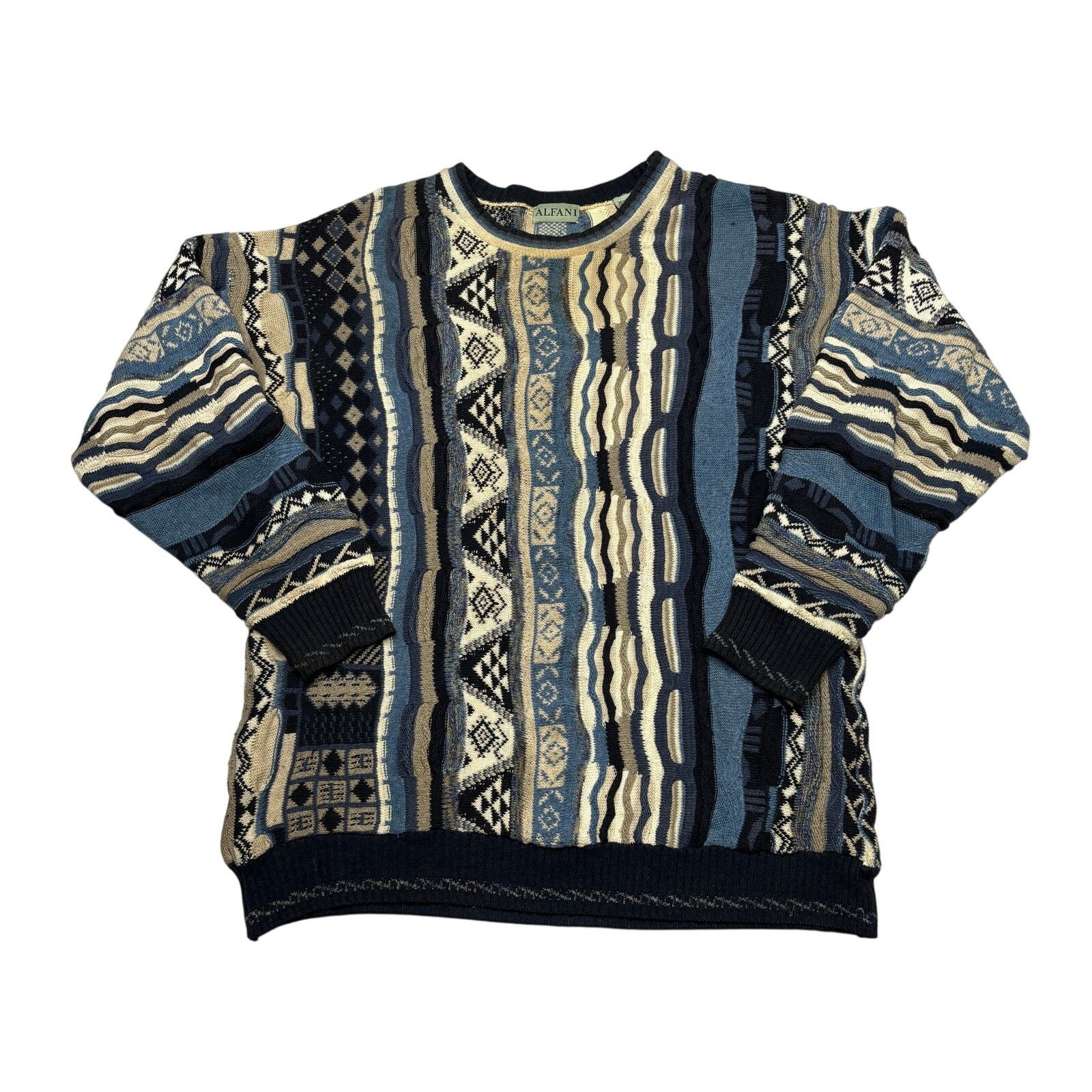 Alfani × Vintage Vintage Alfani 3D Chunky Dad Sweater Men's XL 90s Hip Hop Size US XL / EU 56 / 4 - 1 Thumbnail