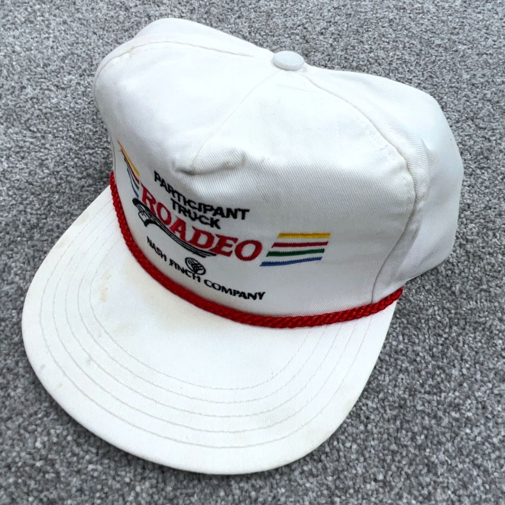 Vintage Vintage Nash Finch Trucker Hat Cap Strap Back White Red Made In USA 90s Roadeo Size ONE SIZE - 2 Thumbnail