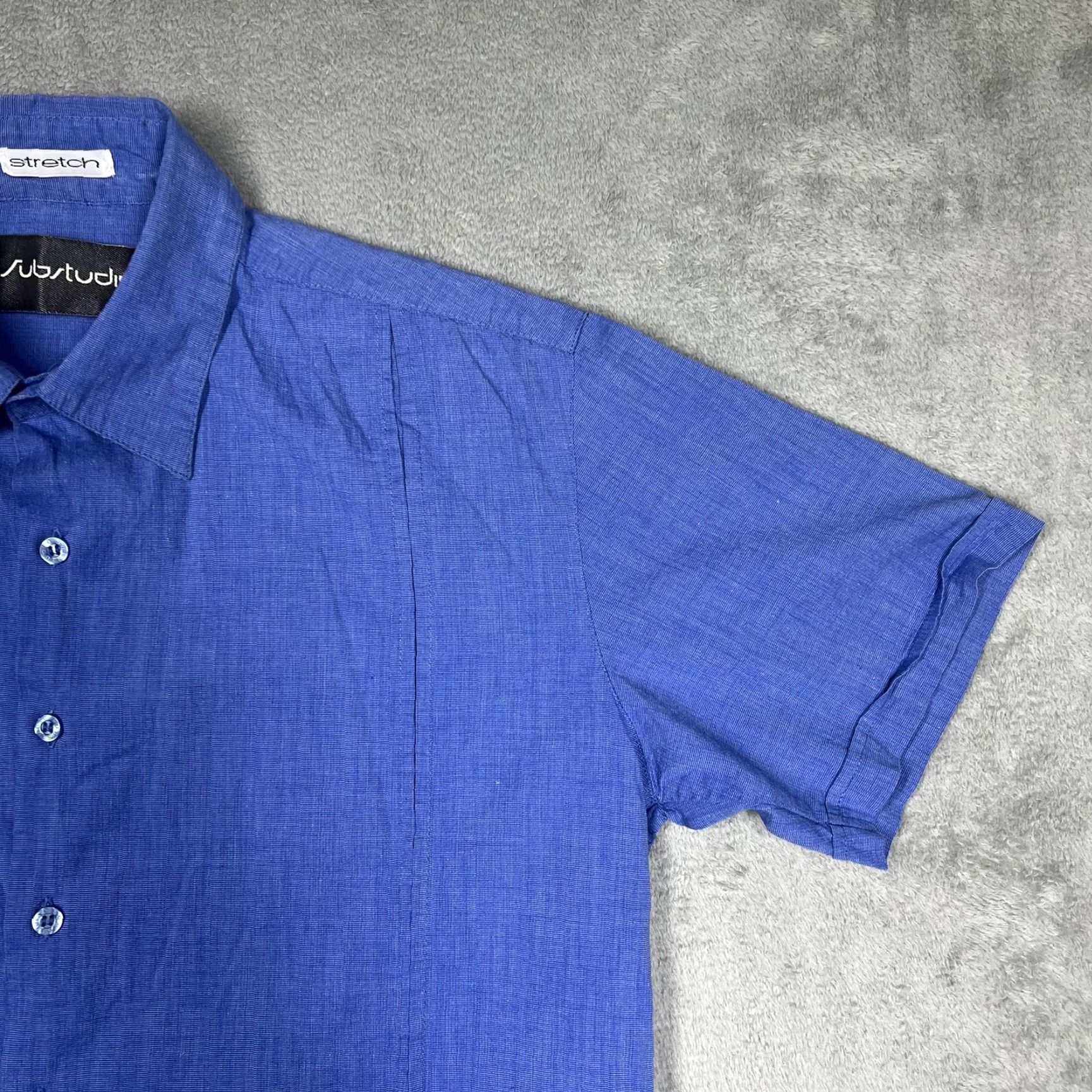 Vintage VINTAGE Substudio Mens Button-Up Shirt Regular M Stretch Royal Blue Cotton Spandex EUC Size US M / EU 48-50 / 2 - 2 Thumbnail