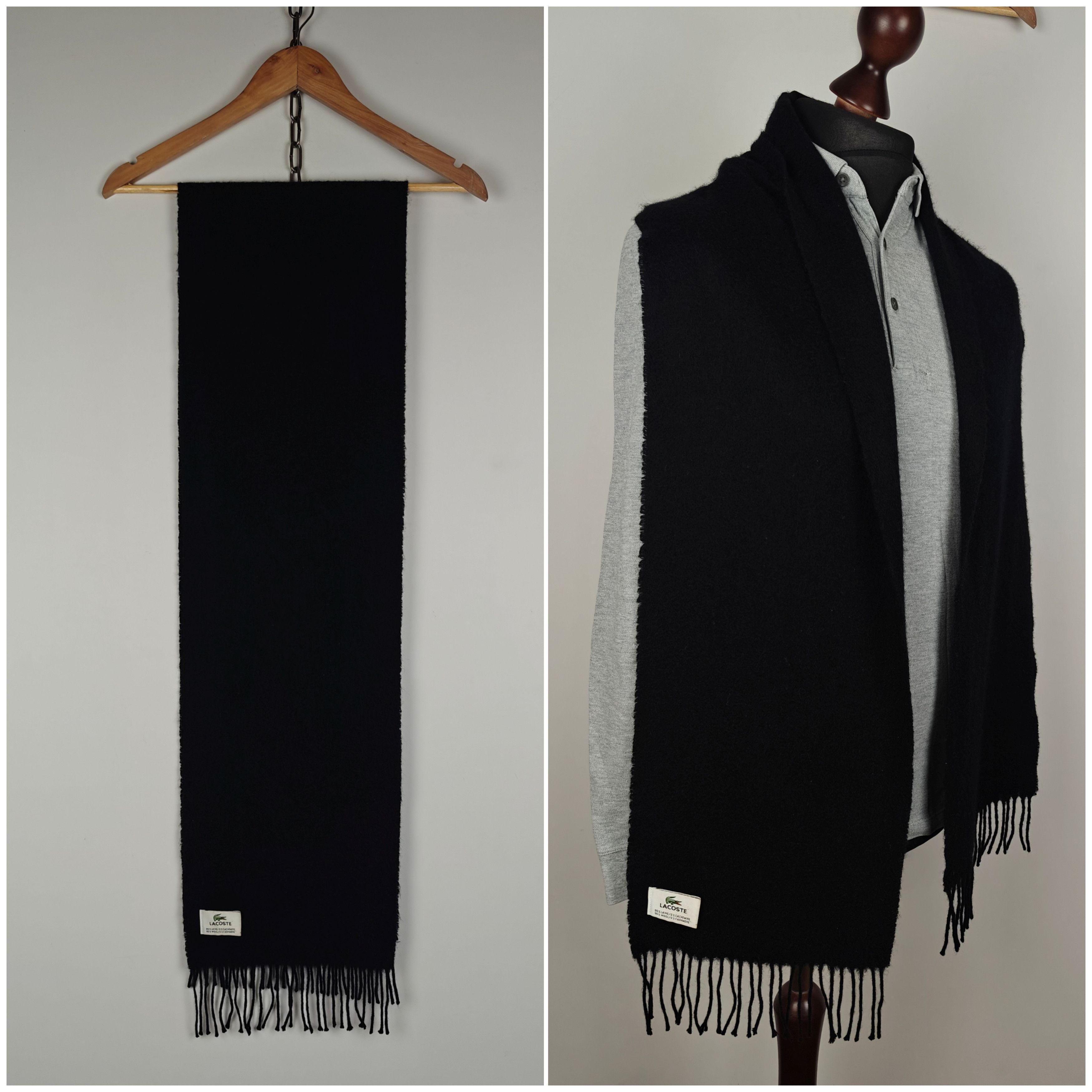 Lacoste Lacoste Wool Cashmere Scarf Black Winter Wrap Size ONE SIZE - 1 Thumbnail