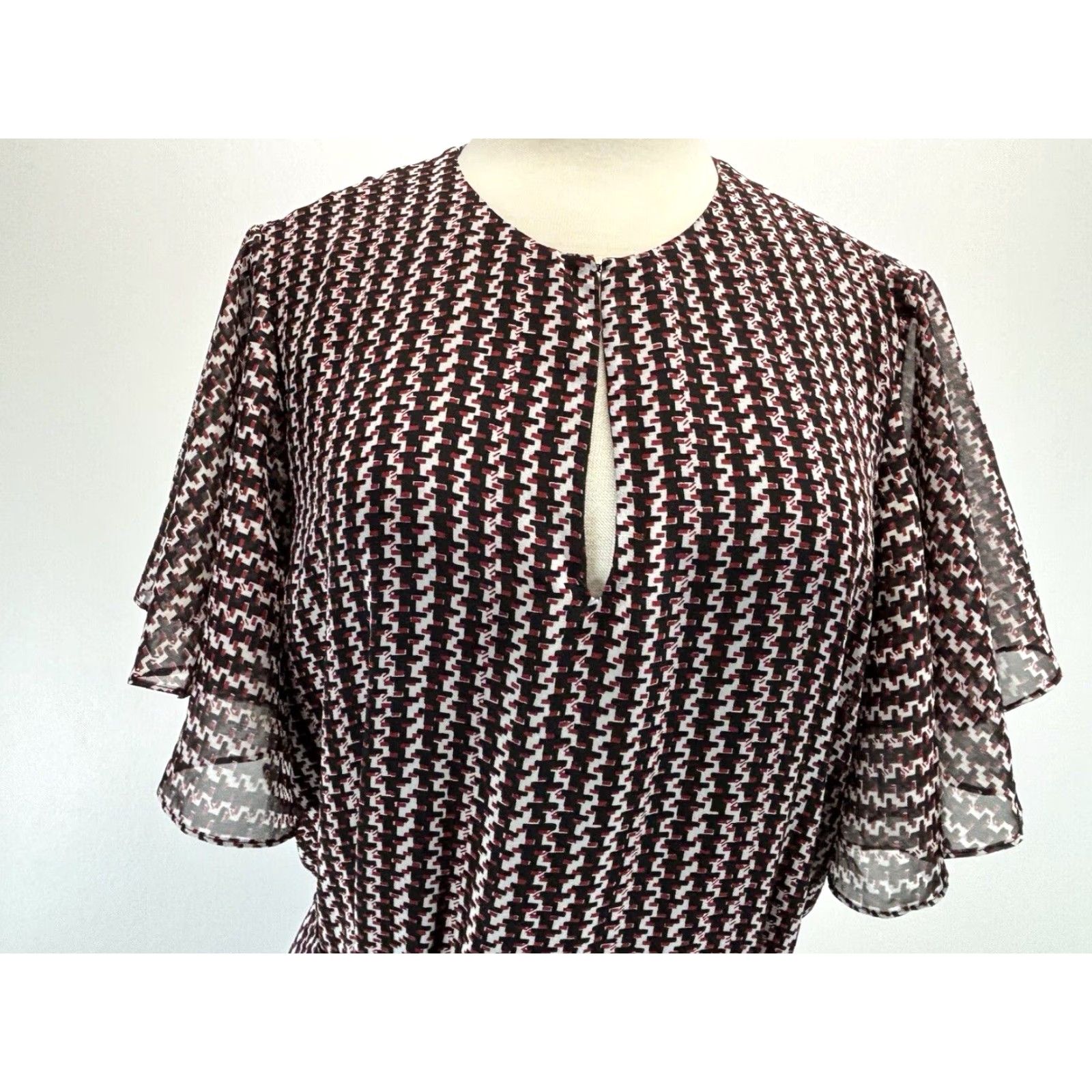 Reiss Reid’s Anna Chiffon Flounce Dress Sz 12 Women’s Black Geometric Flowy Layered Size XL / US 12-14 / IT 48-50 - 6 Thumbnail