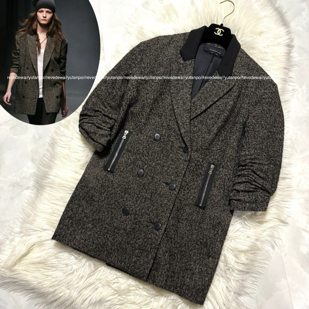image of Runway Alexander Wang Half Sleeve Doublebreasted Jacket Coat in Brown, Women's (Size Small)