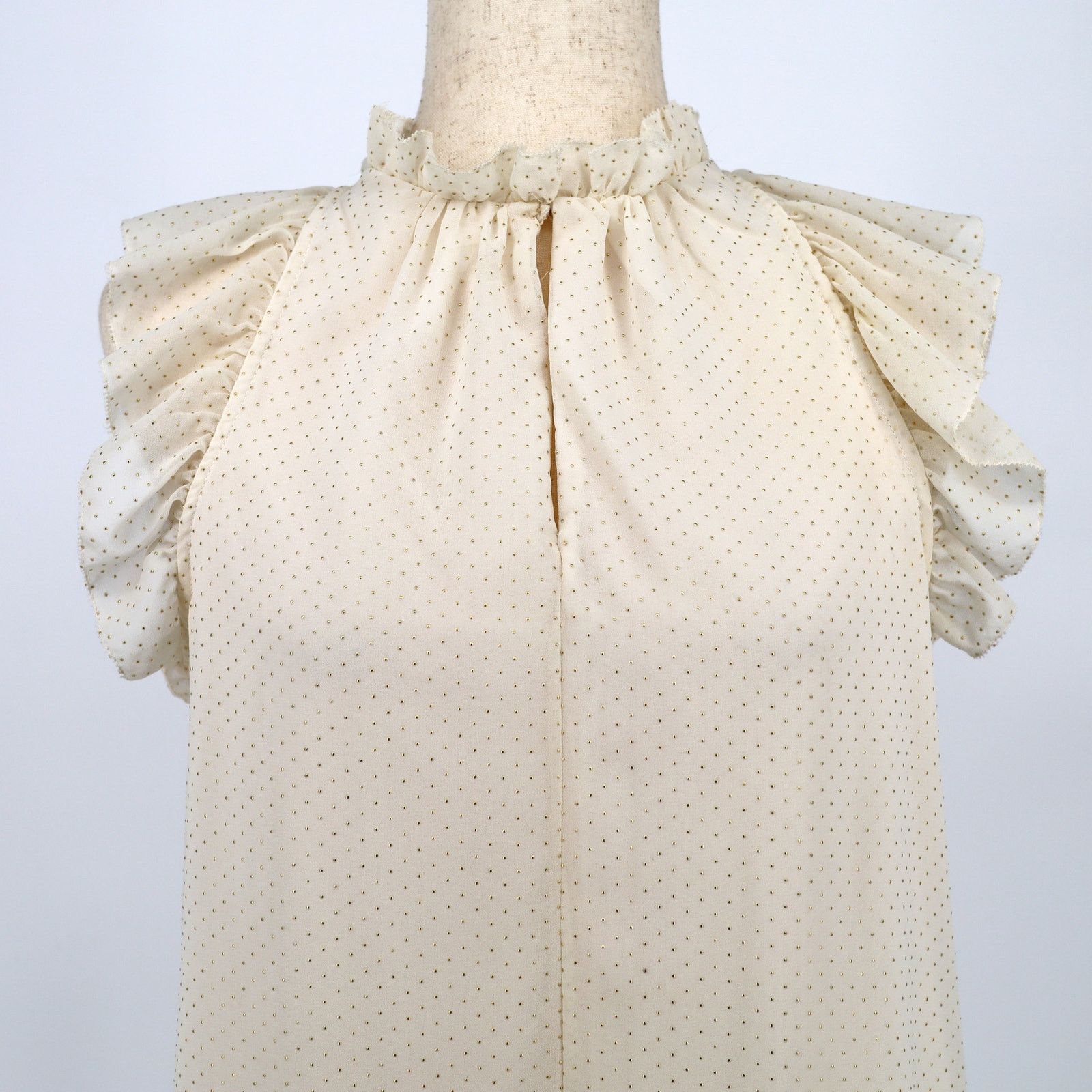 Michael Kors Michael Kors Women Bone White Dewdrop Ruffled Blouse Size S Size S / US 4 / IT 40 - 2 Thumbnail