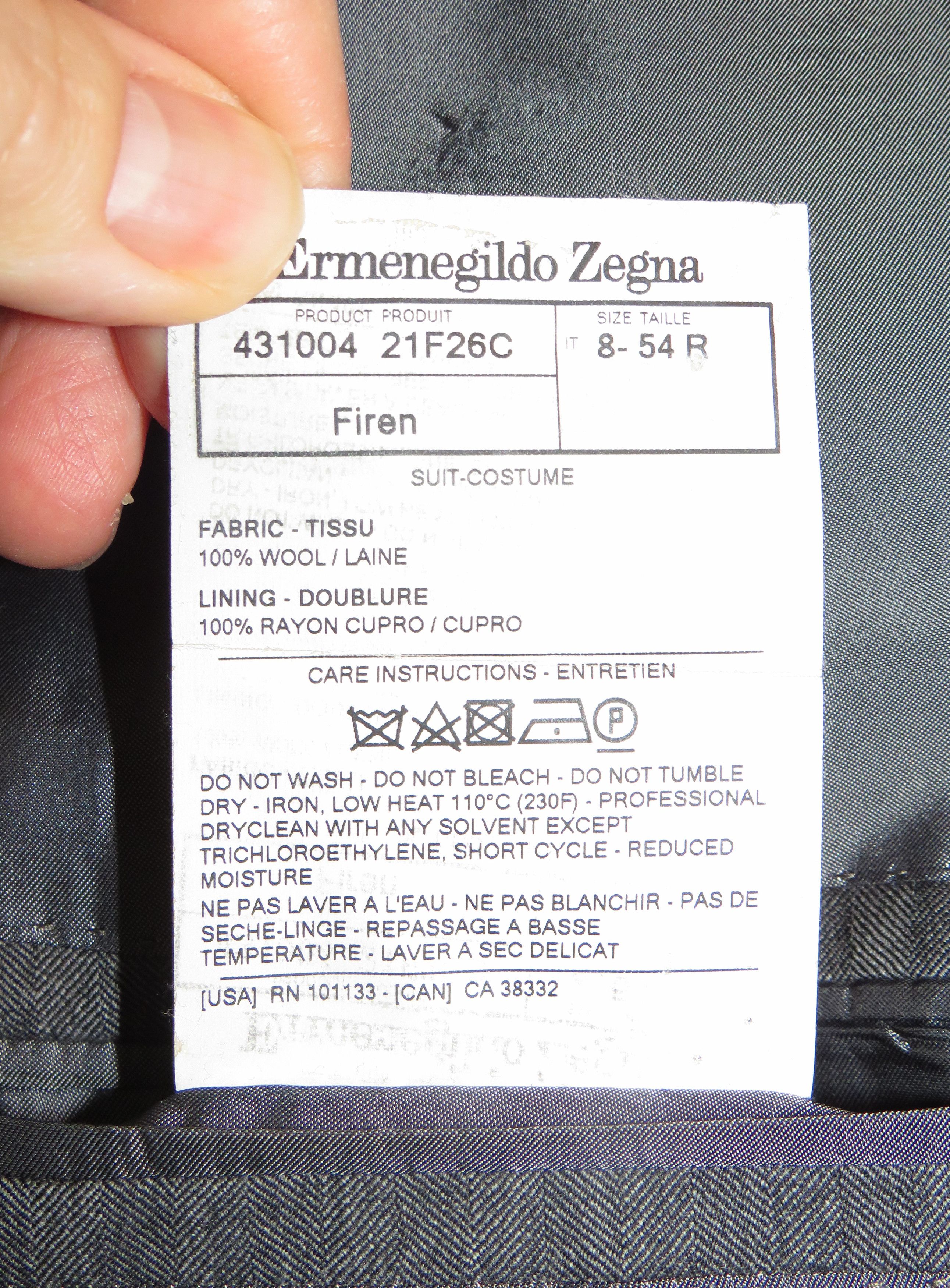 Ermenegildo Zegna Firen Very Recent Gray Herringbone Three Roll Two Suit 44R Size 44R - 15 Thumbnail