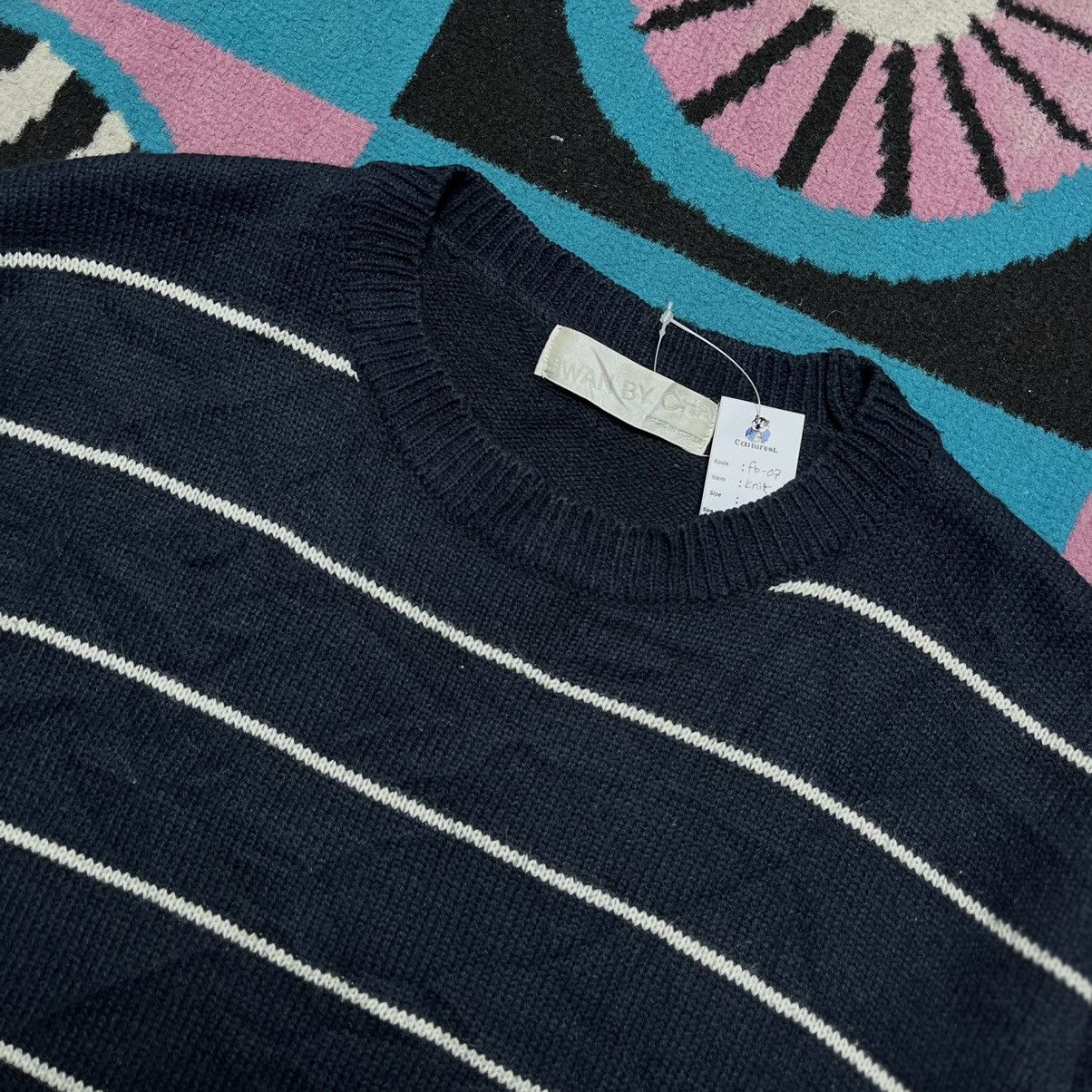 Japanese Brand × Vintage Knit Japanese Brand Jiwan by cha Stripe Size US XL / EU 56 / 4 - 3 Thumbnail