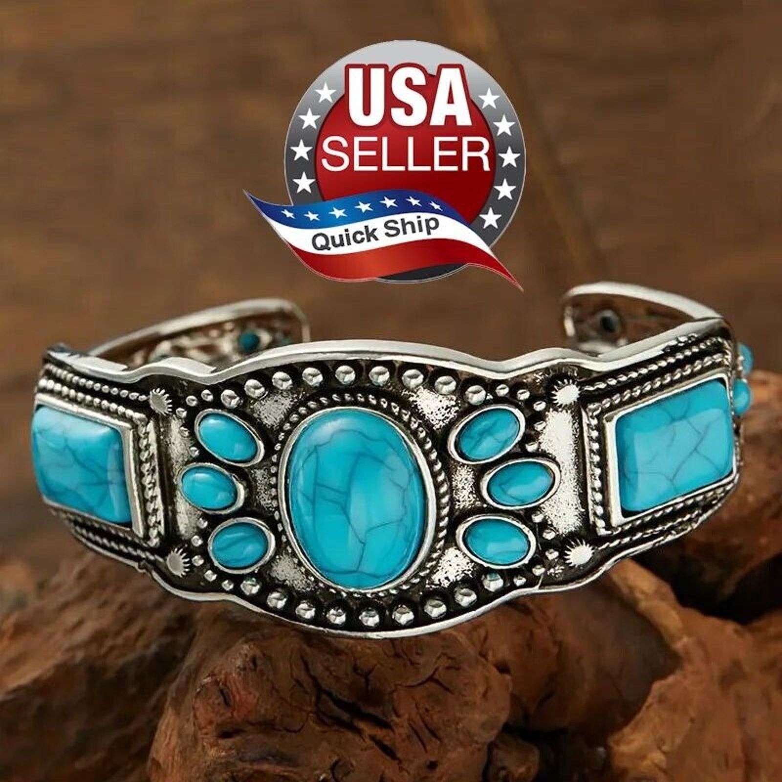 Other Unisex Faux Turquoise Native American Style Bracelet Size ONE SIZE - 1 Thumbnail