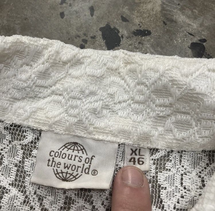 Handmade × Vintage Vintage shear Ivory Lace Polyester Button Shirt Size US XL / EU 56 / 4 - 3 Thumbnail