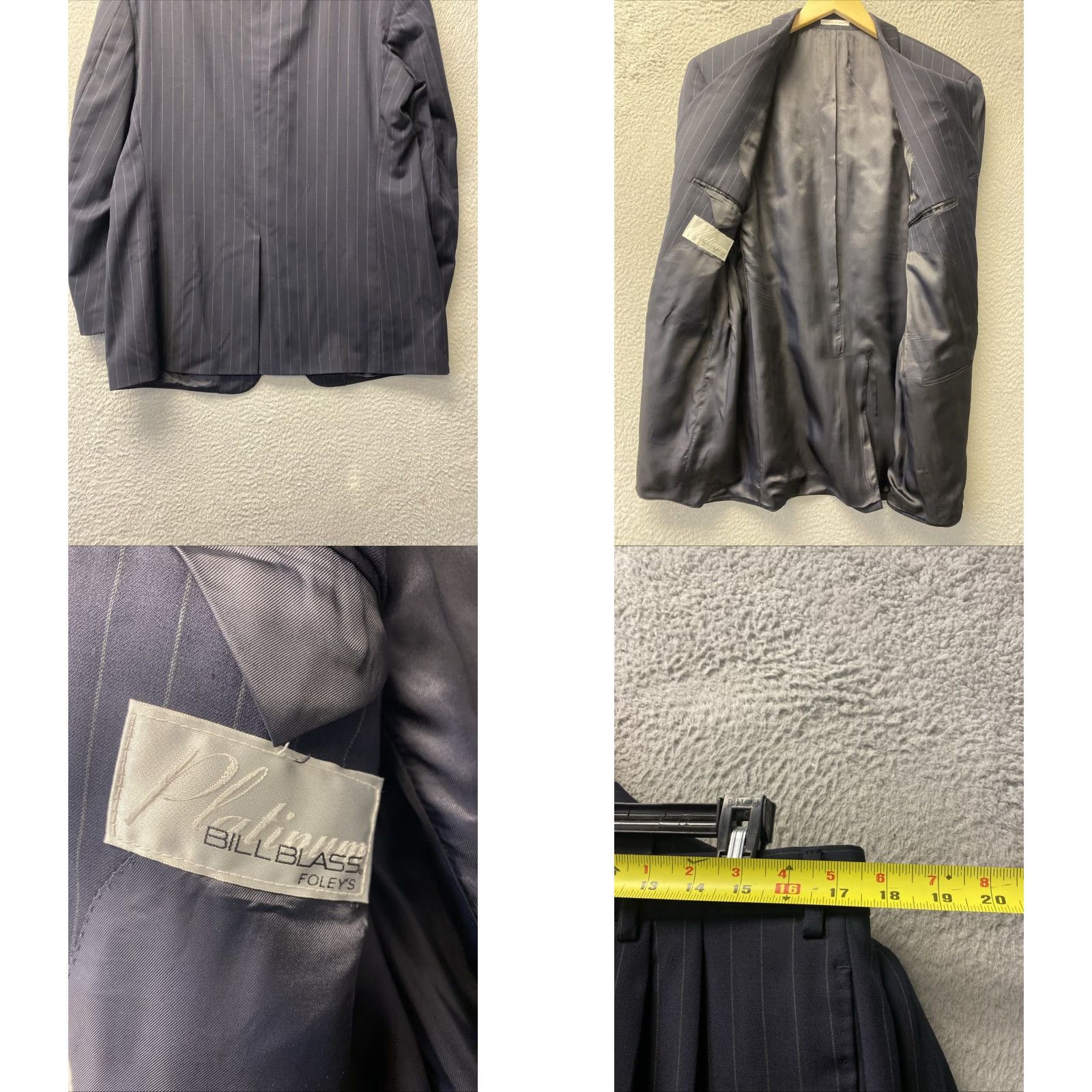 Bill Blass VINTAGE Bill Blass Suit 2 Piece Navy Wool Striped Jacket Pants 40R Mens 2-Button/Single-Breasted 3 Button? Size 40R - 9 Thumbnail