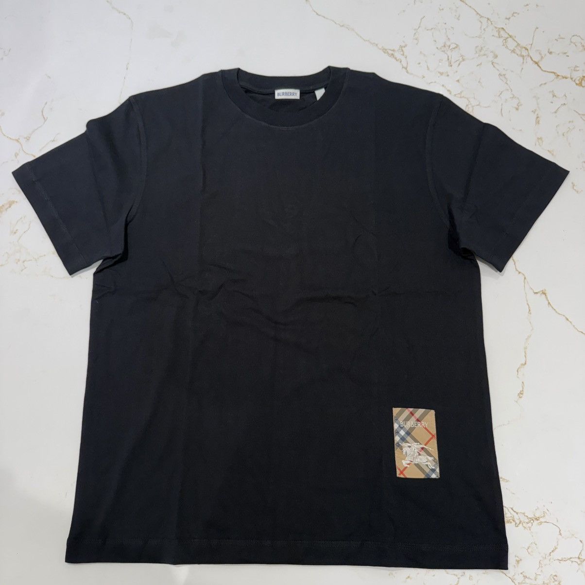 Burberry Burberry Check Patch Cotton T-shirt Black Size Medium Size US M / EU 48-50 / 2 - 1 Thumbnail