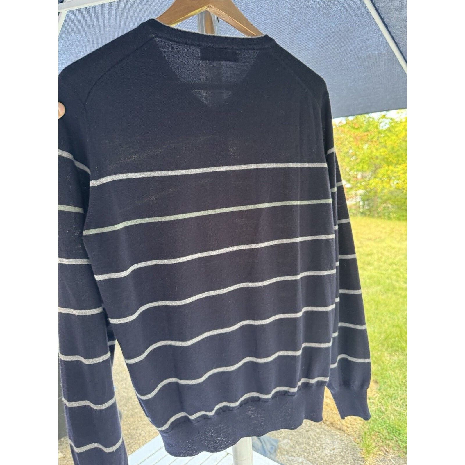 Brunello Cucinelli Brunello Cucinelli Cashmere Wool Navy Stripe Sweater 50/M Size US M / EU 48-50 / 2 - 5 Thumbnail