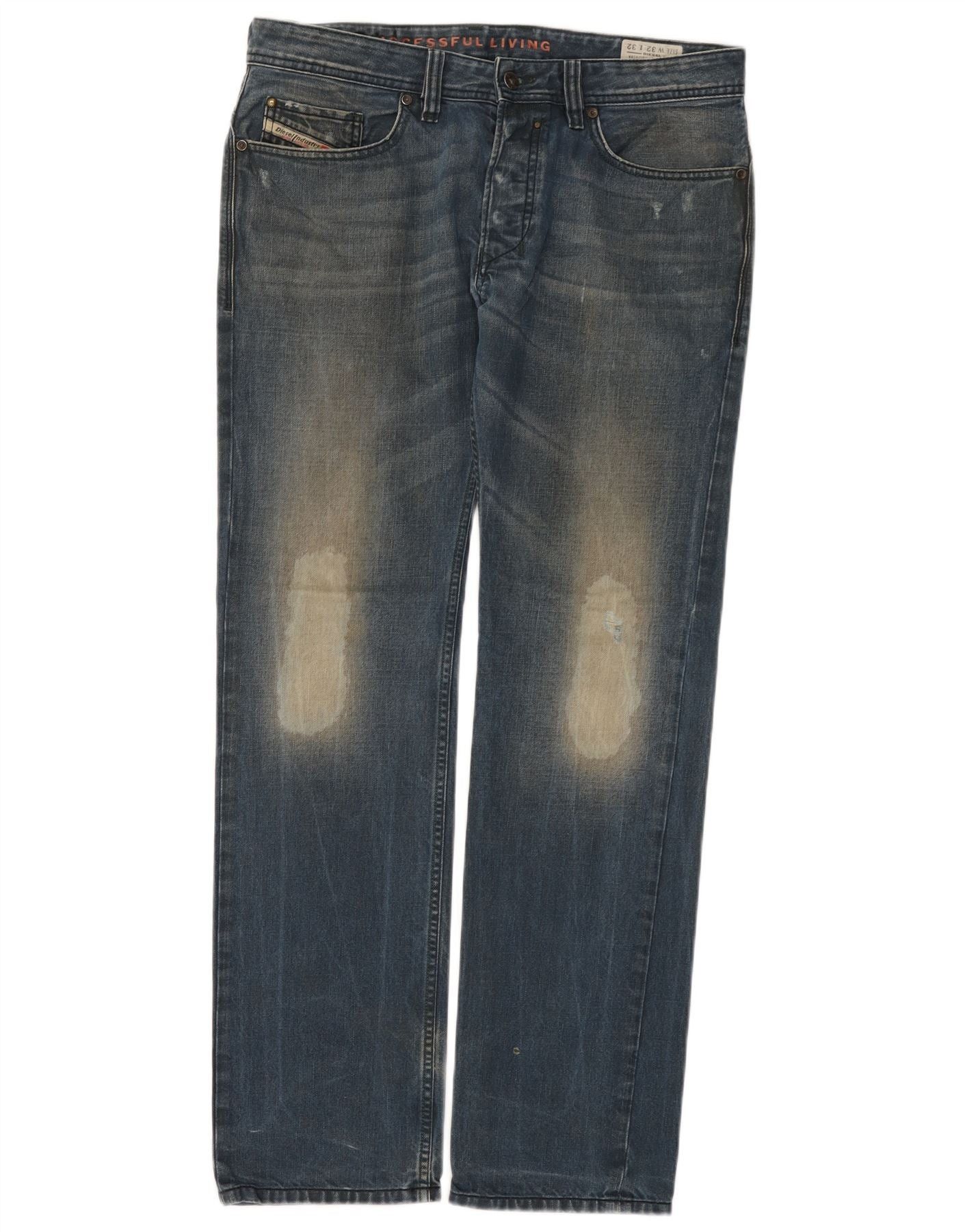Diesel Mens Safado Regular Slim Straight Jeans W32 L32 Blue Cotton Size US 32 / EU 48 - 1 Thumbnail