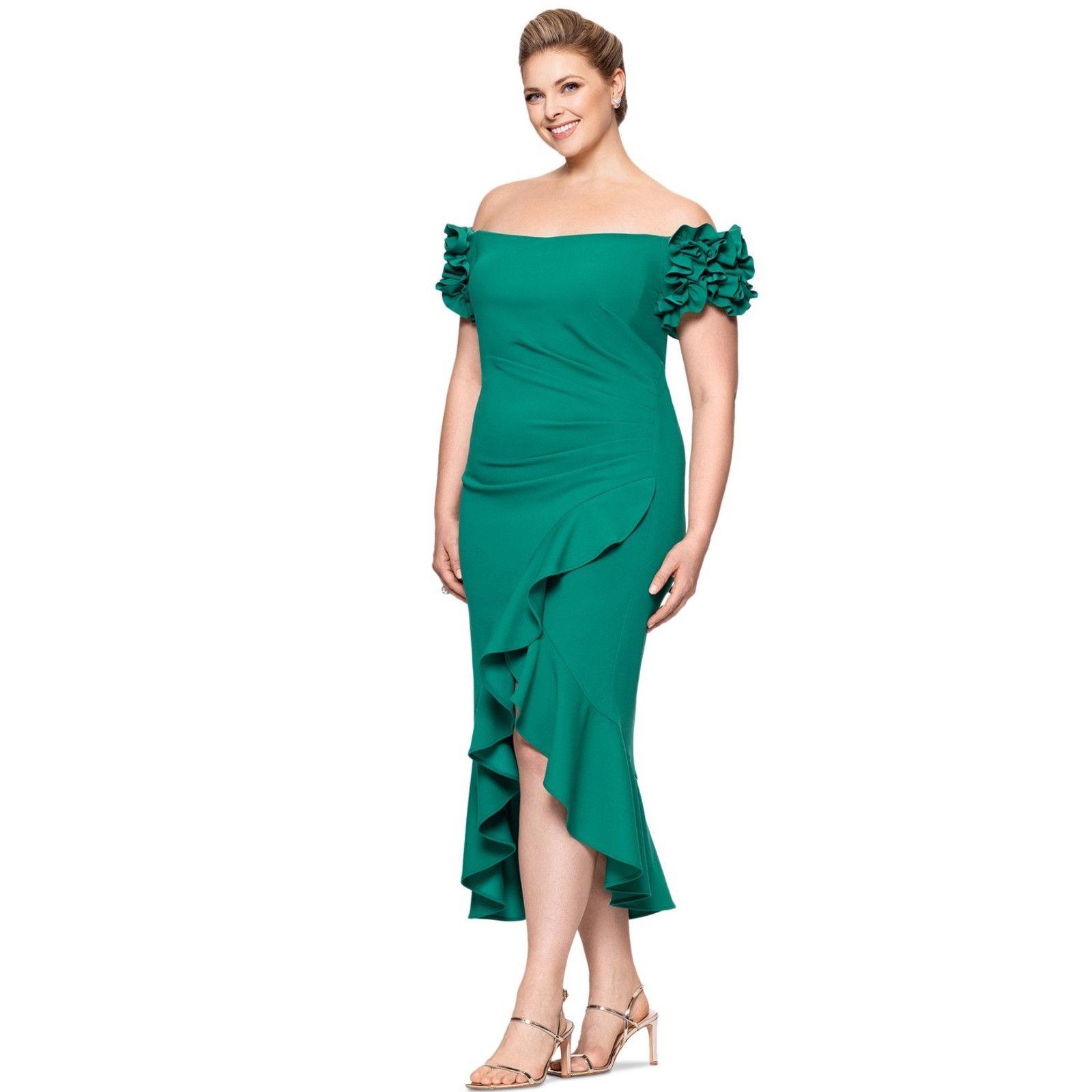Other Xscape Evenings "Loretta" Scuba Crepe Off the Shoulder 22W Size 3XL / US 20-22 - 3 Thumbnail